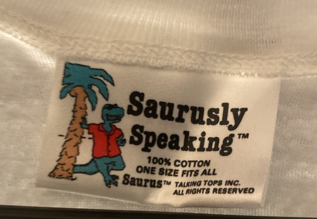 VTG Saurusly Speaking jogasurus 1986 t-shirt dress NOS/ Free Shipping