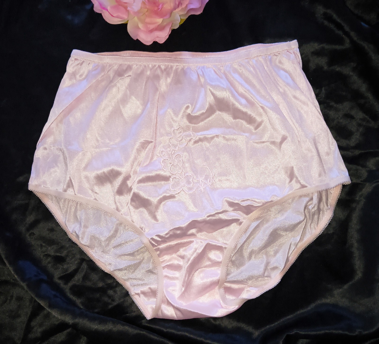 Vintage NOS 80s Silky Glossy Double Nylon Gusset Full Brief Granny Panties M/6