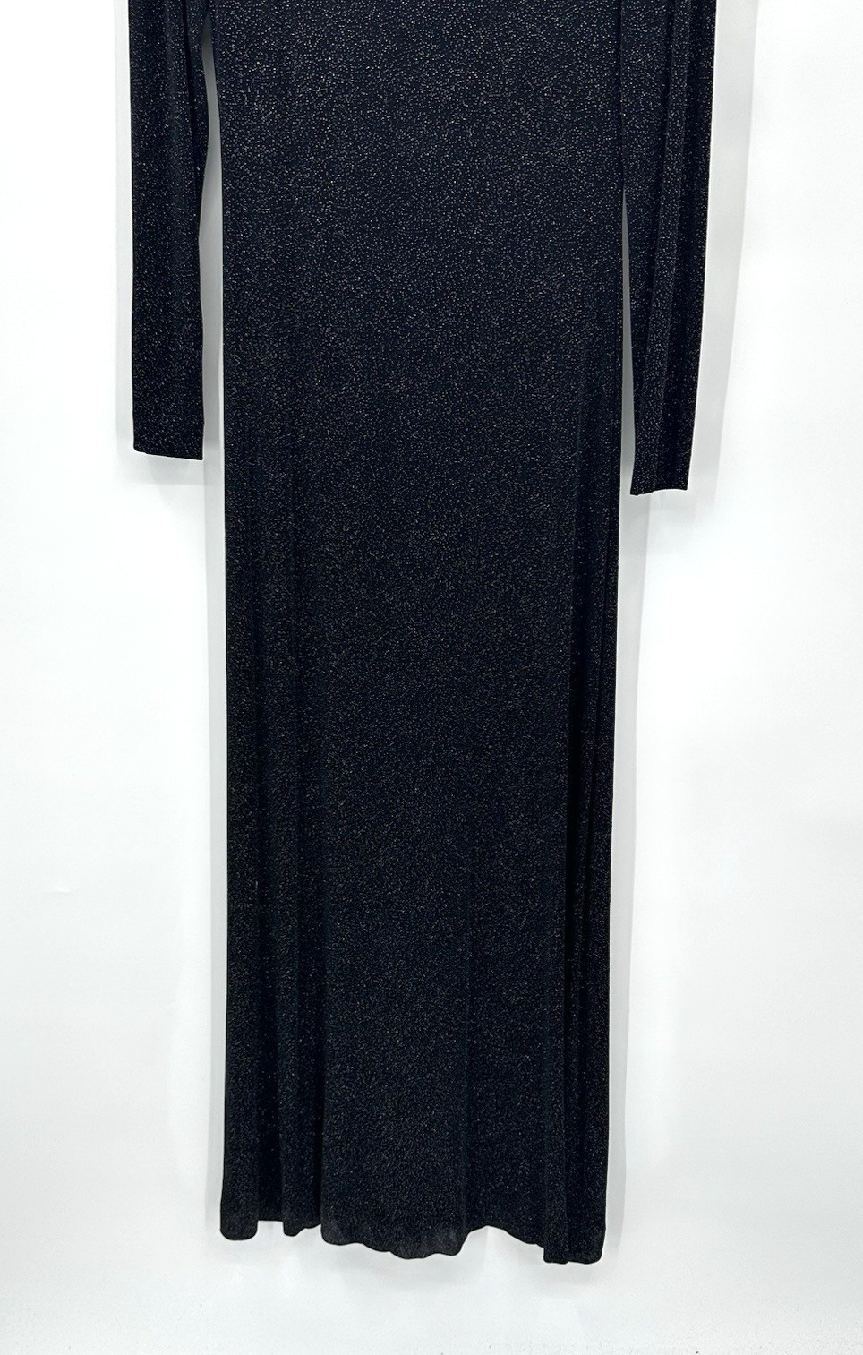 CACHE maxi dress black metallic sparkle S M party cocktail retro vintage 90s