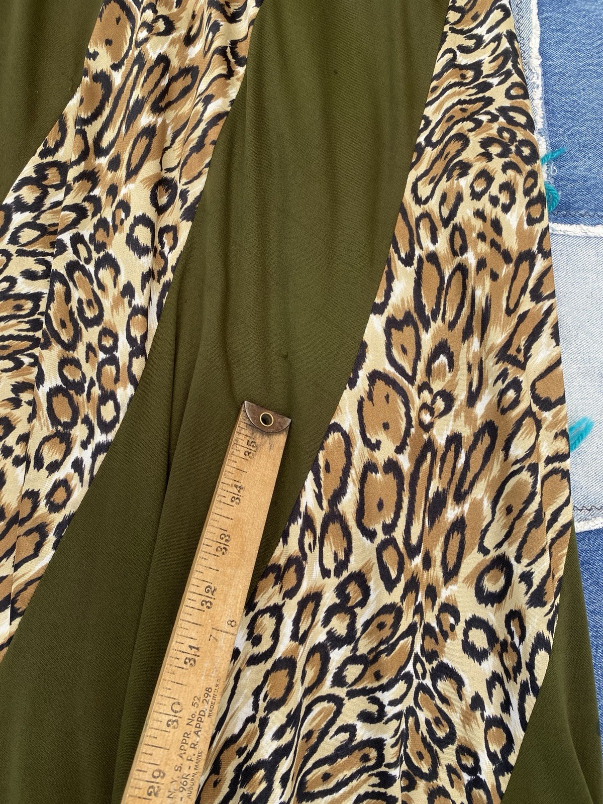 Vintage 70s Leopard Maxi Dress Mock Neck Animal Print Disco Glam Boho XS S