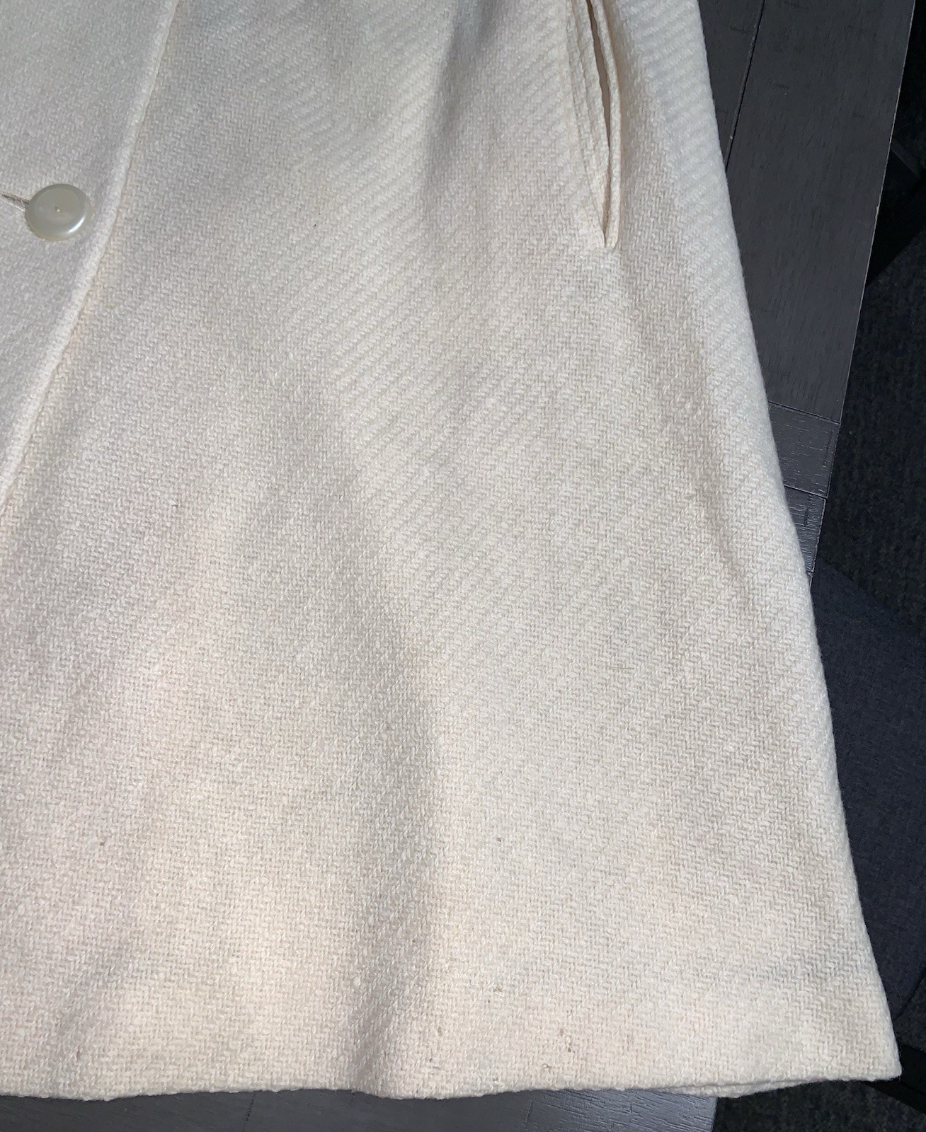 A5 60s CREAM UNION WOOL CAPE CLOAK DOUBLE BREASTED LARGE BUTTONS SZ 10/12 L/XL