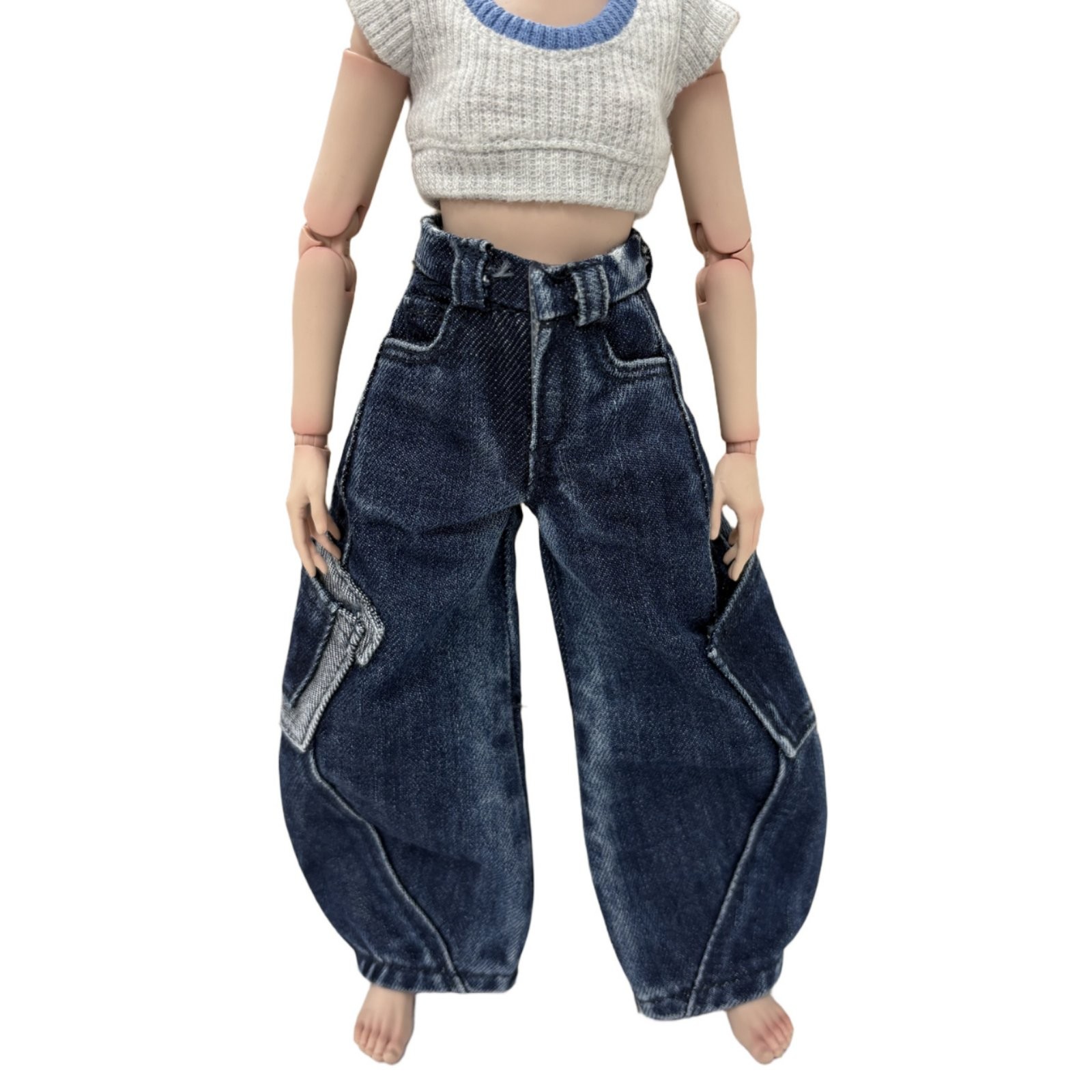 Female Figure Jean Trousers Handmade 12 Inch Figure Relaxed Pants for