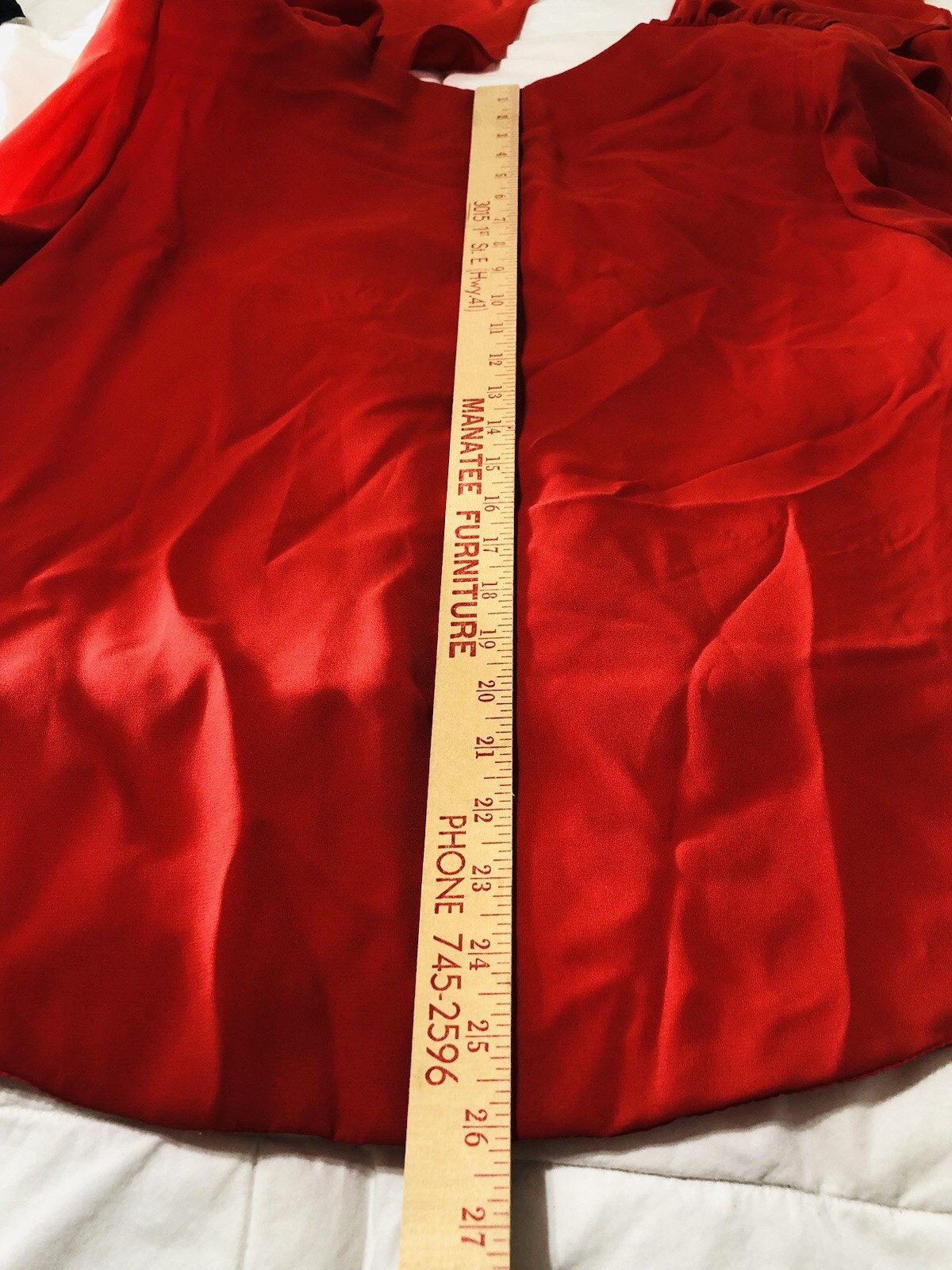 Vintage Lori Max Red Sequins Shoulder Pads V Nick Draped Rear Flowing Scarf Ends