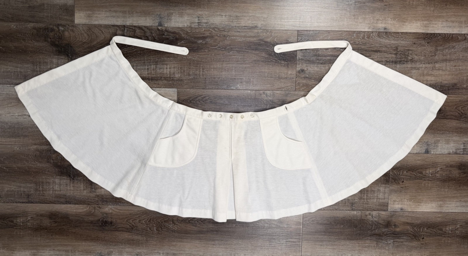Vintage 70s Wrap Mini Skirt Size XL White Cotton Blend 34×17 Pockets Whims