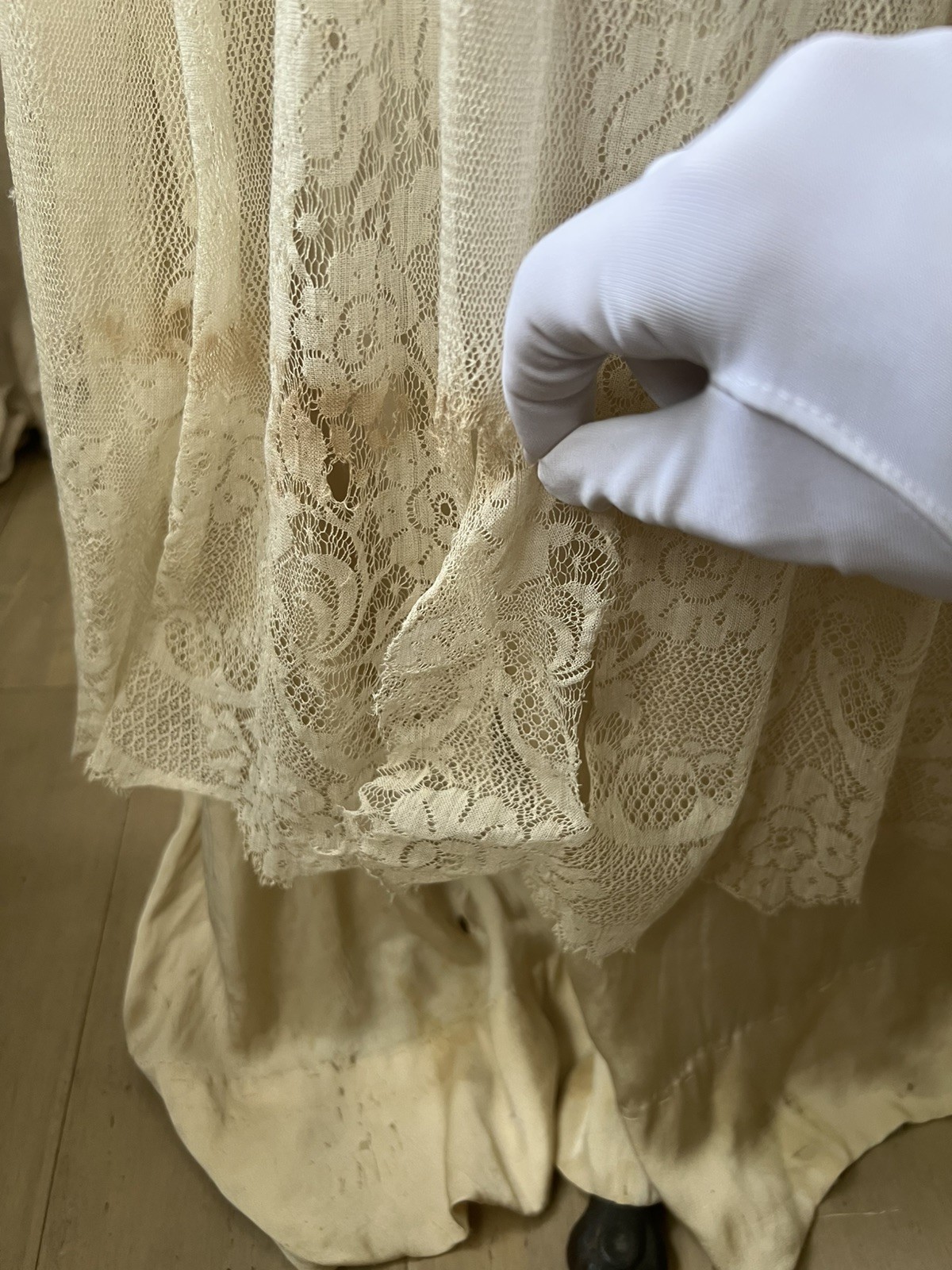 Stunning Antique Edwardian Silk Lace Wedding Dress with Original Shoes