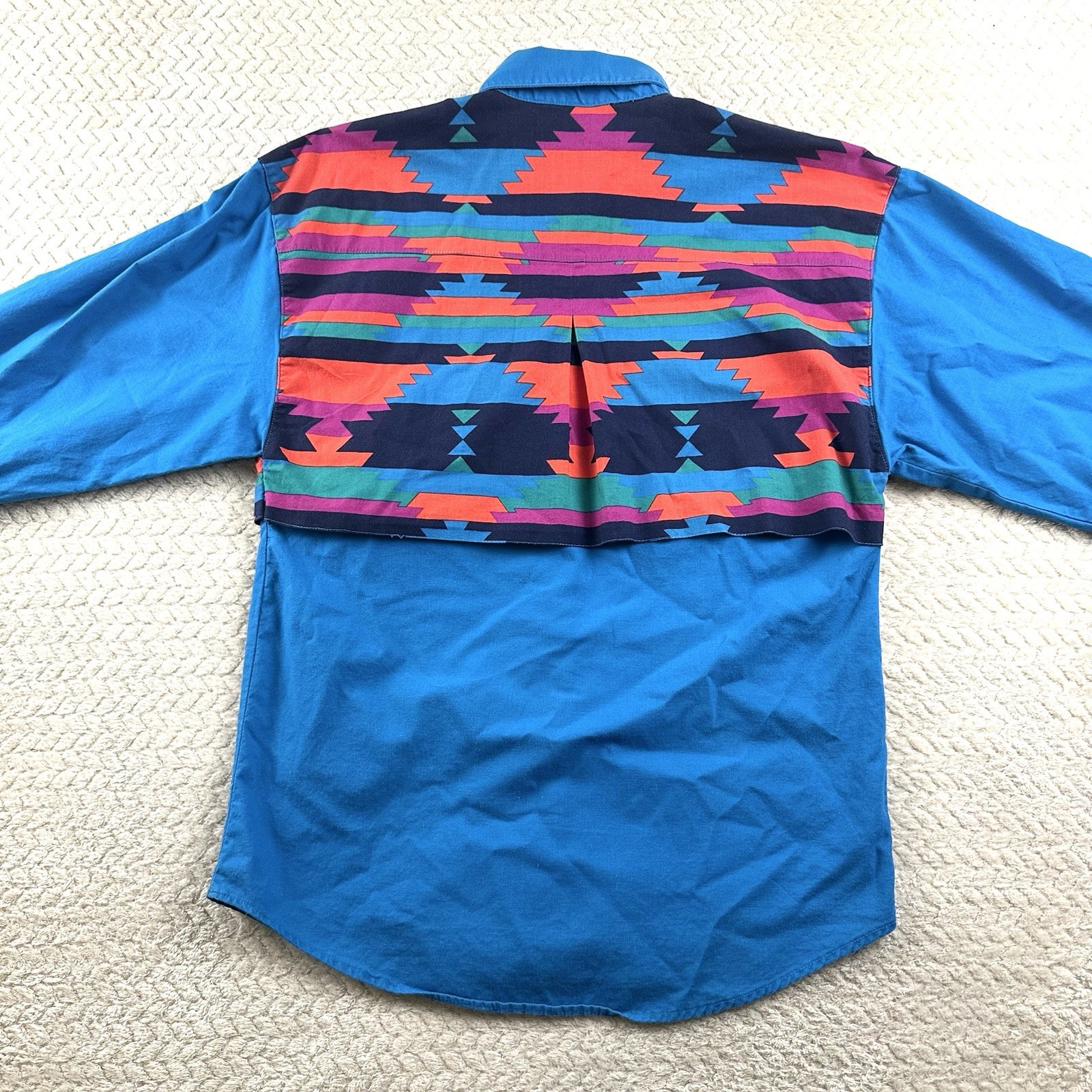 Vintage Wrangler Aztec Womens Turquoise Small Rodeo Shirt 80’s 90’s Cowgirl