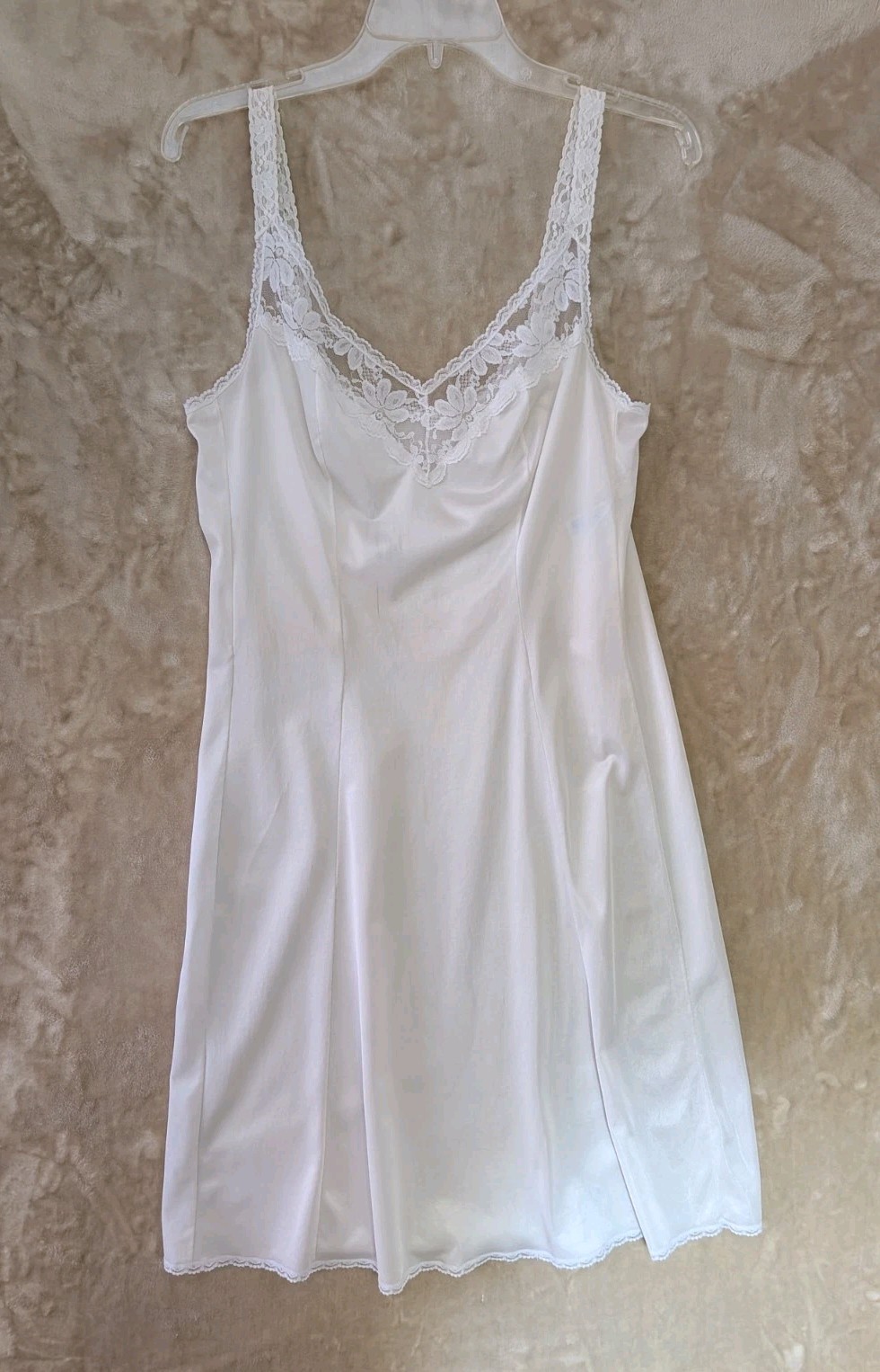 Vtg Maidenform Womens 34 Something Special Full Lace Slip Dress Silky Nylon