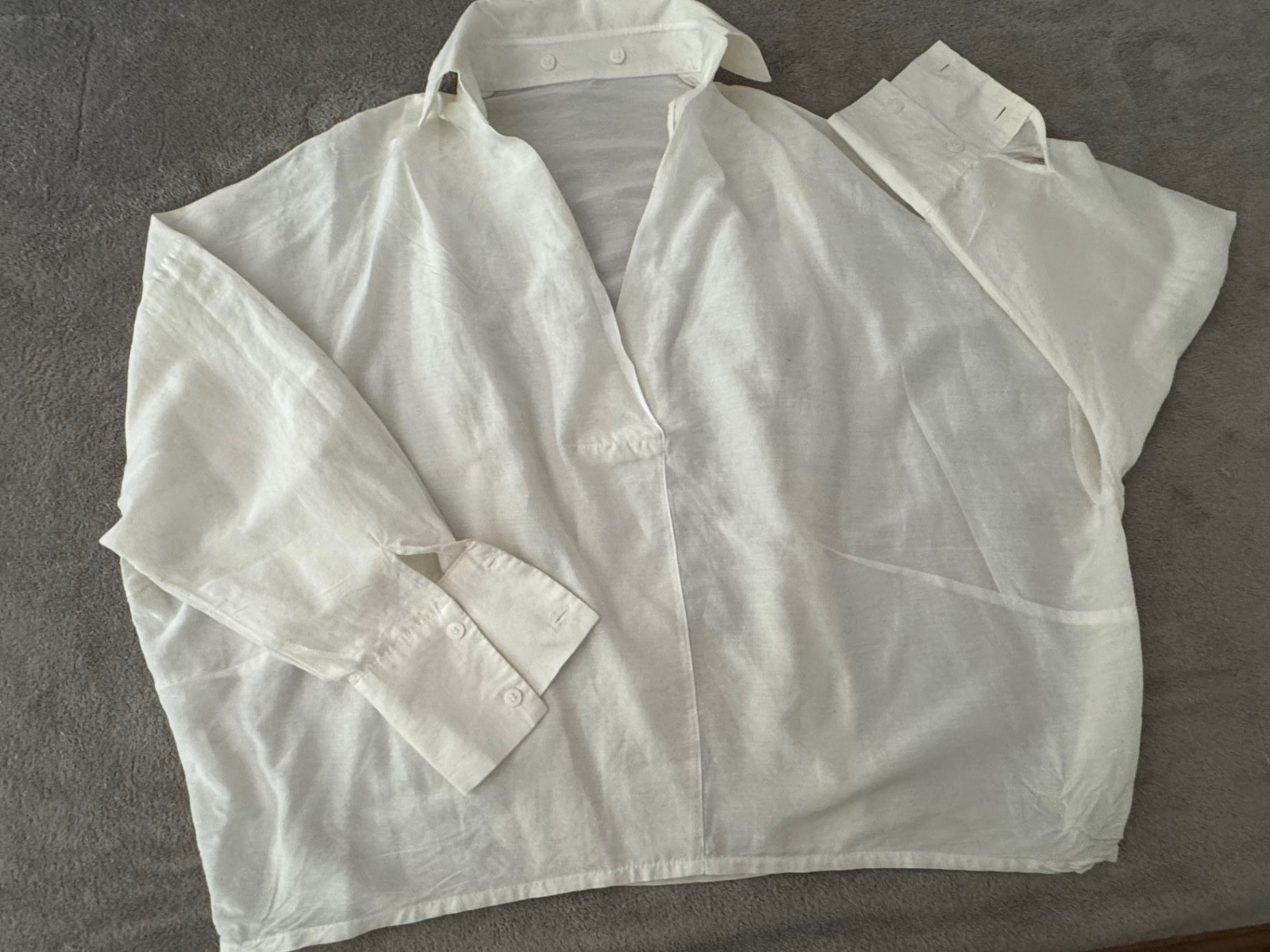 Thin Batiste Stylish Semi-sheer Women&rsquo;s Blouse Size S Off-white Unbranded