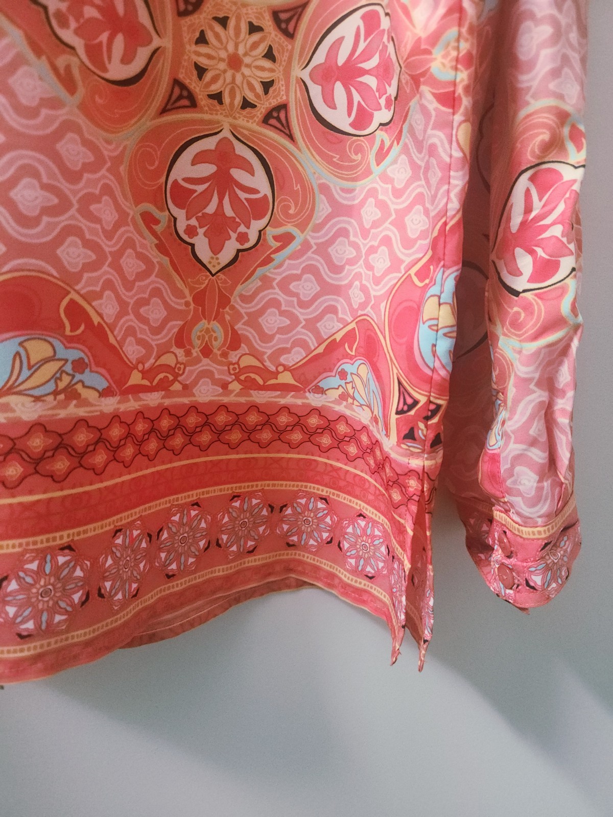 Rafaella Paisley Print Button Up Blouse Womens Large Convertible Long Sleeve