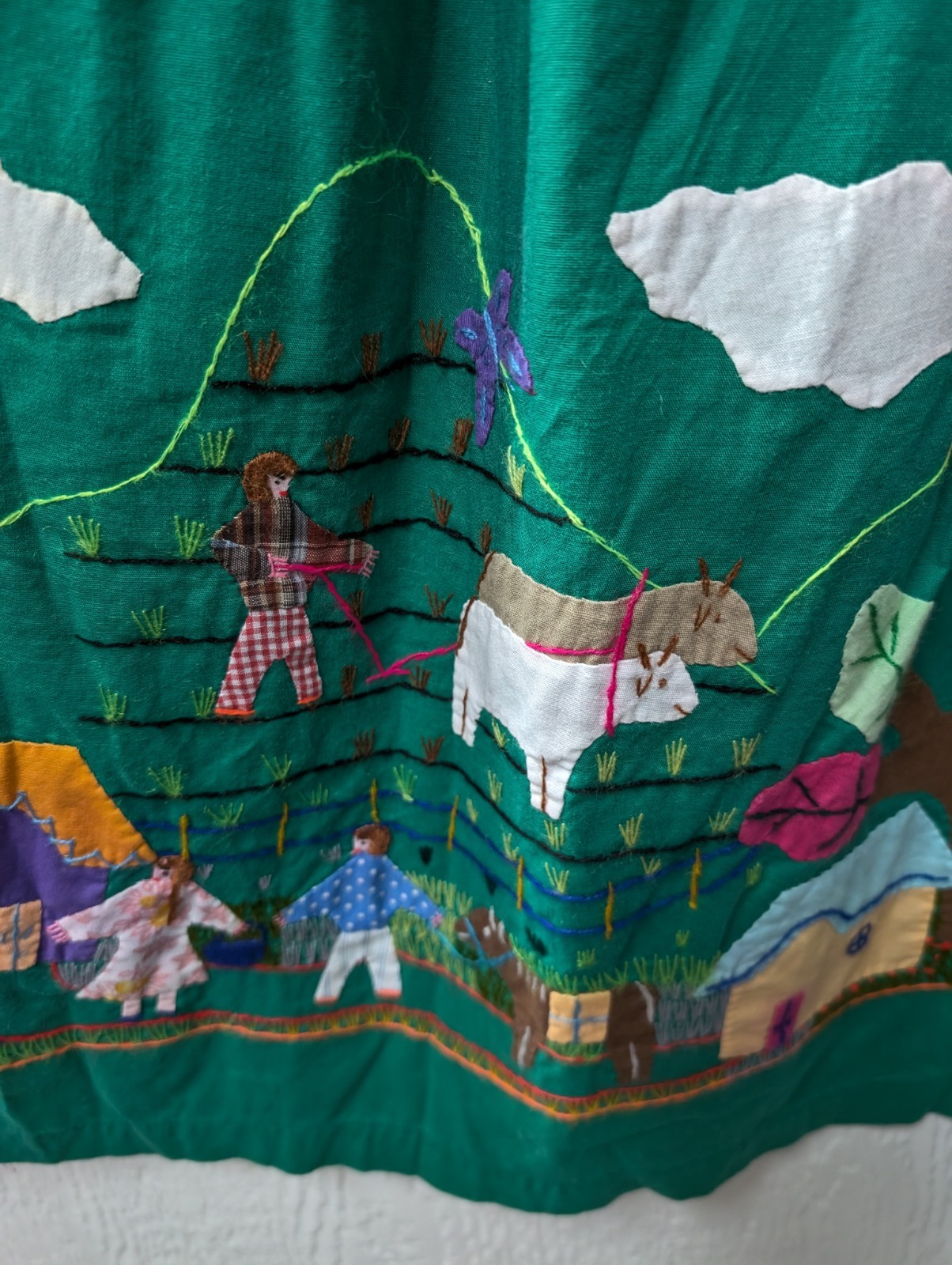 Vtg Cuyamuna Handmade 100% Cotton Folk Art Guatemala Embroidered Skirt Small
