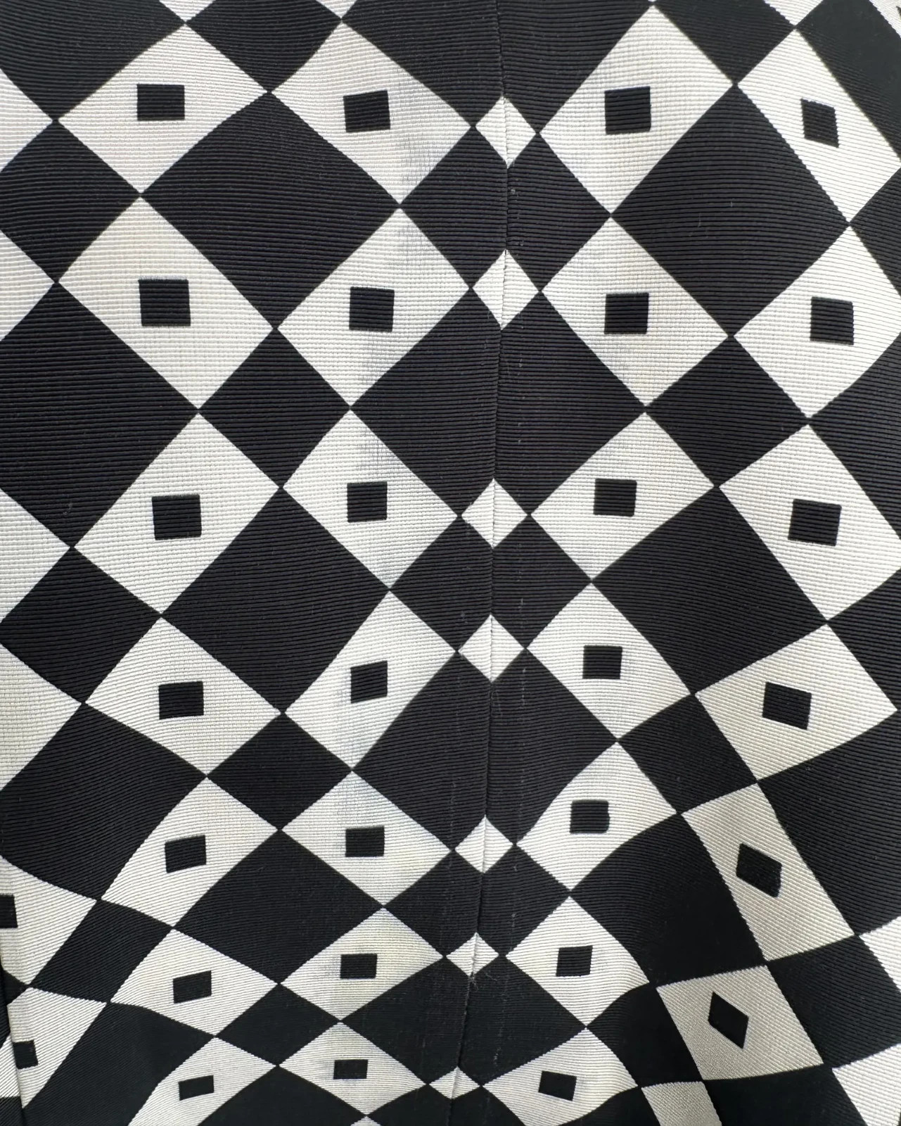 Antonette 1980s Black White Geometric Op-Art Print Faille Vintage Blazer Jacket