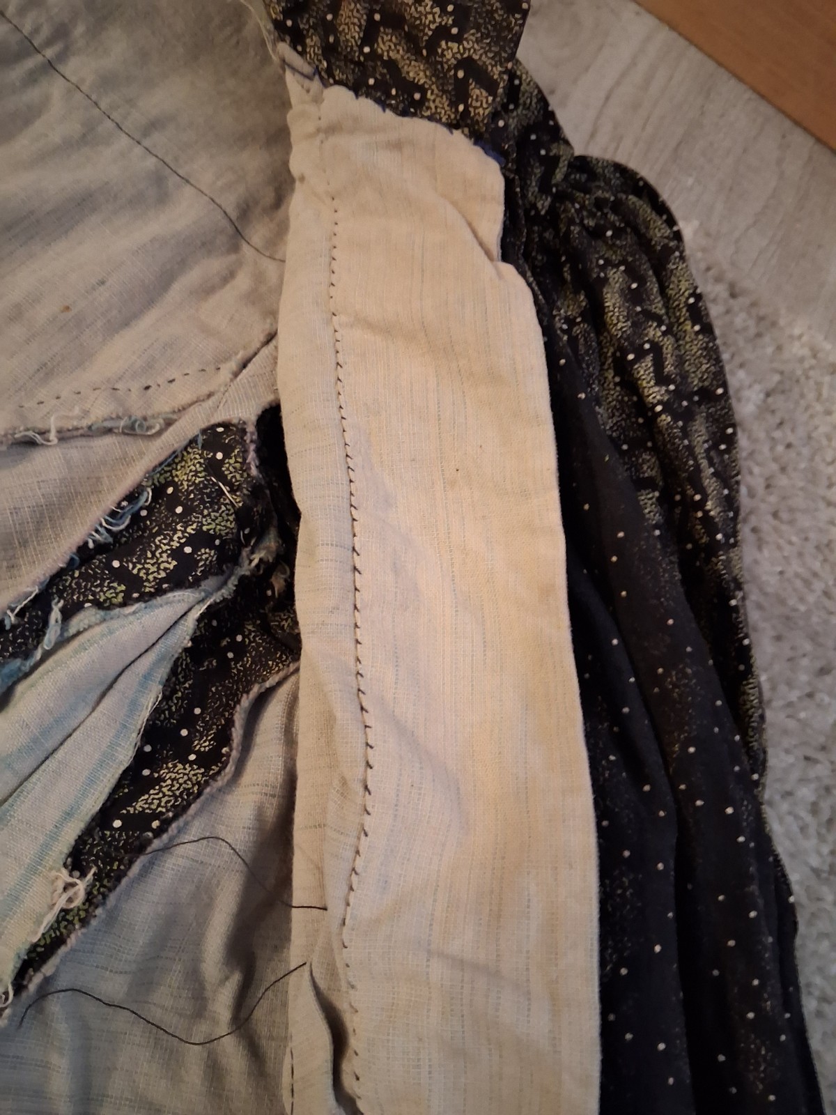 Antique Pioneer Prairie Colonial Day Cotton 2-Piece Edwardian Dress