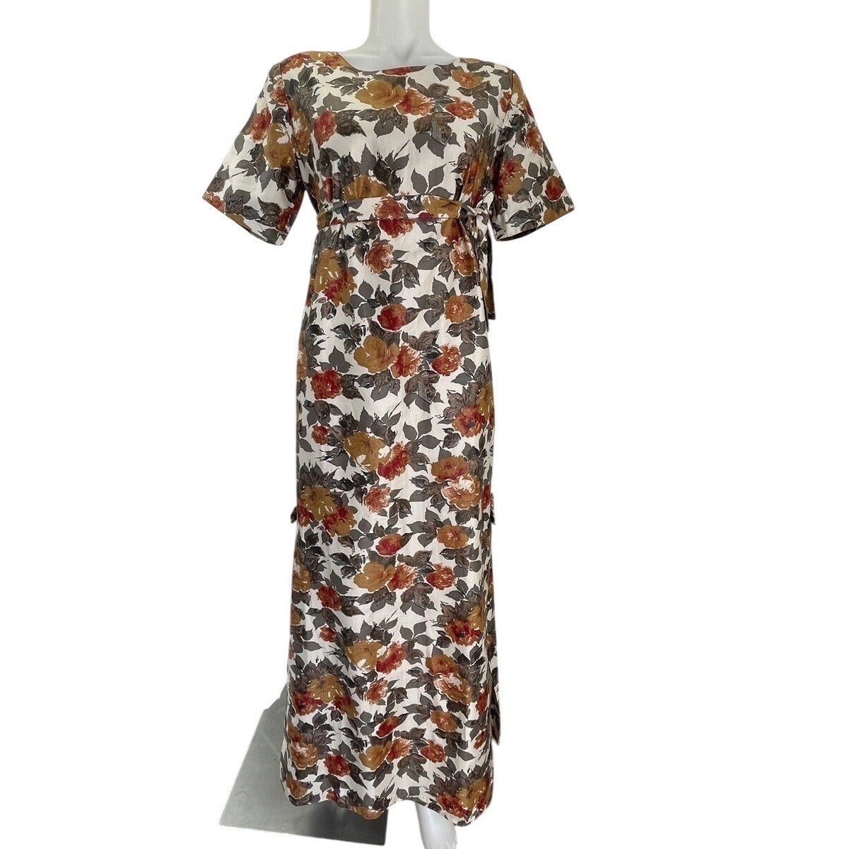Vintage 70s Maxi Maxi Floral Empire Waist Side Slits Don-About SZ M/V
