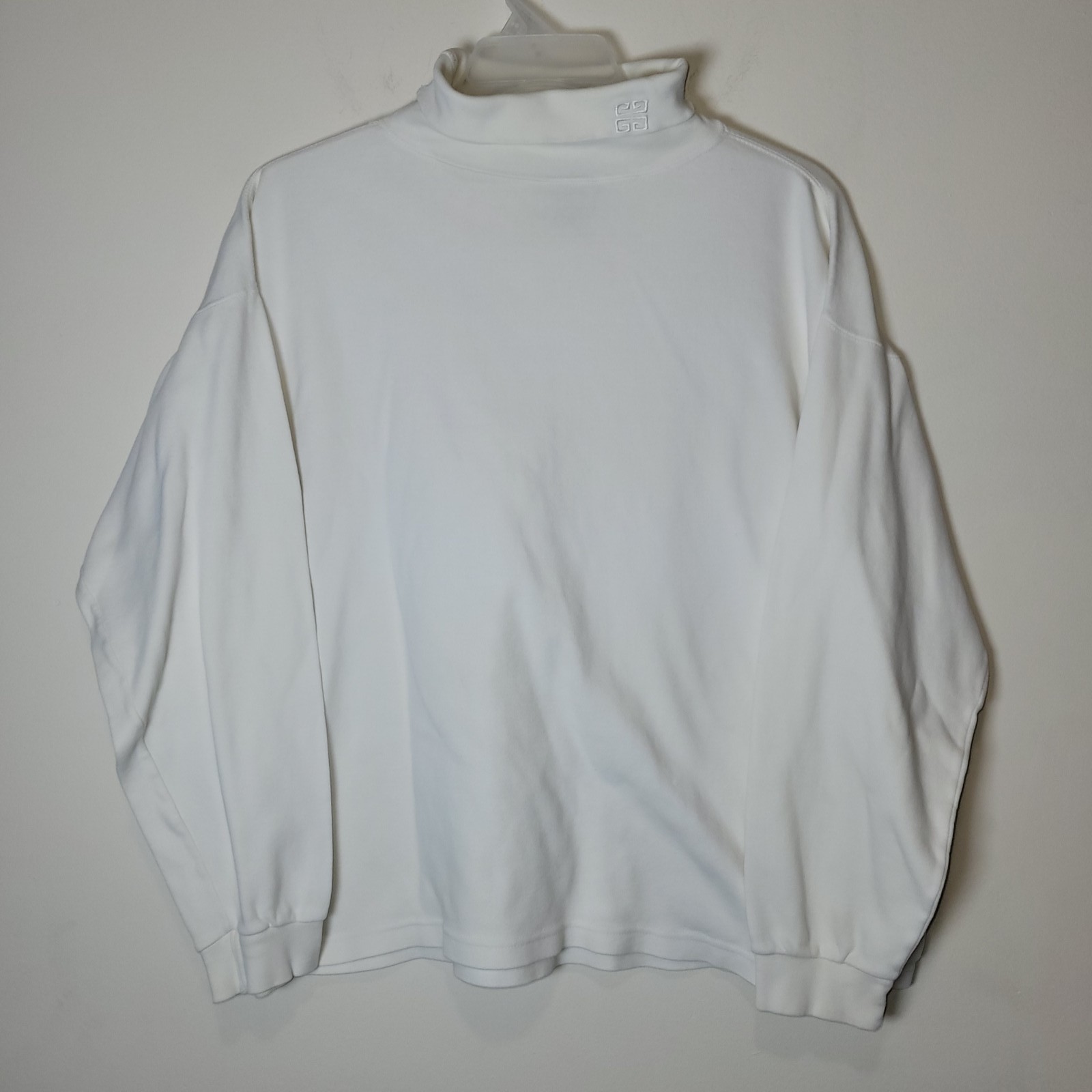 VTG Givenchy Activewear Women&rsquo;s White Cotton Mock Neck Turtleneck Sweater L