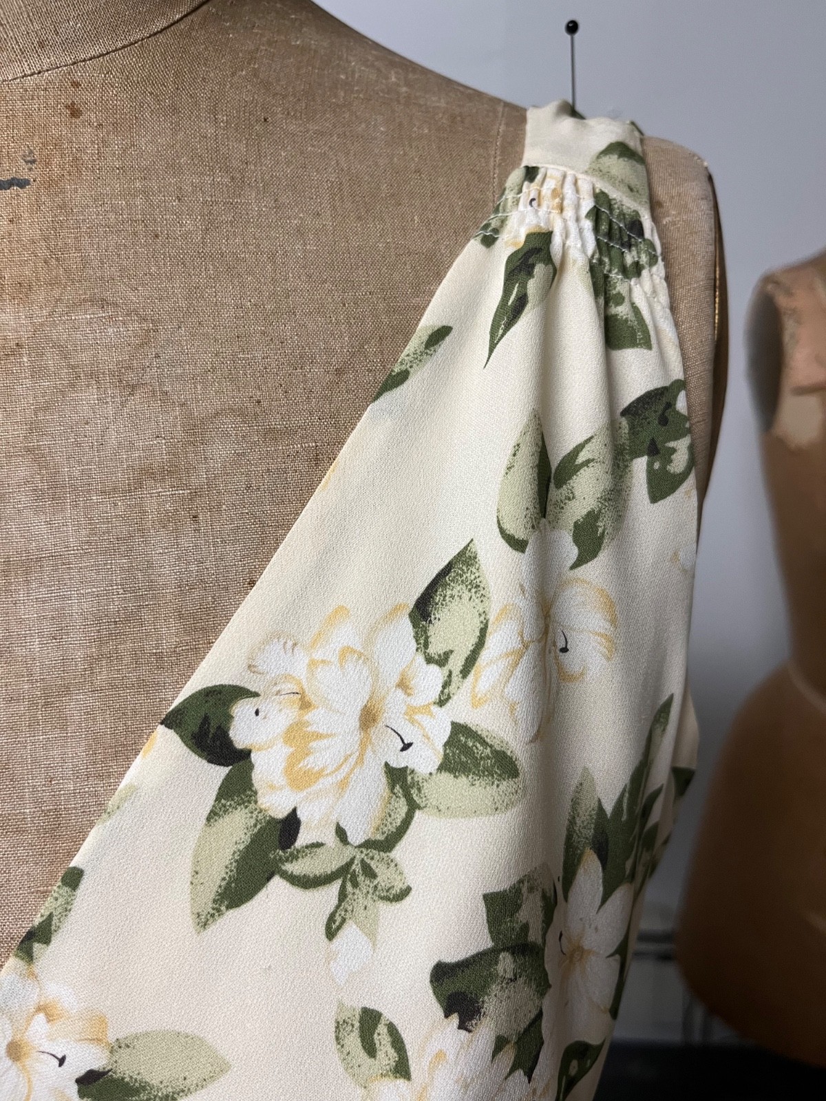 Vintage J Peterman 1930s Style Lady Day Silk Georgette Dress Size 10 Bust 38