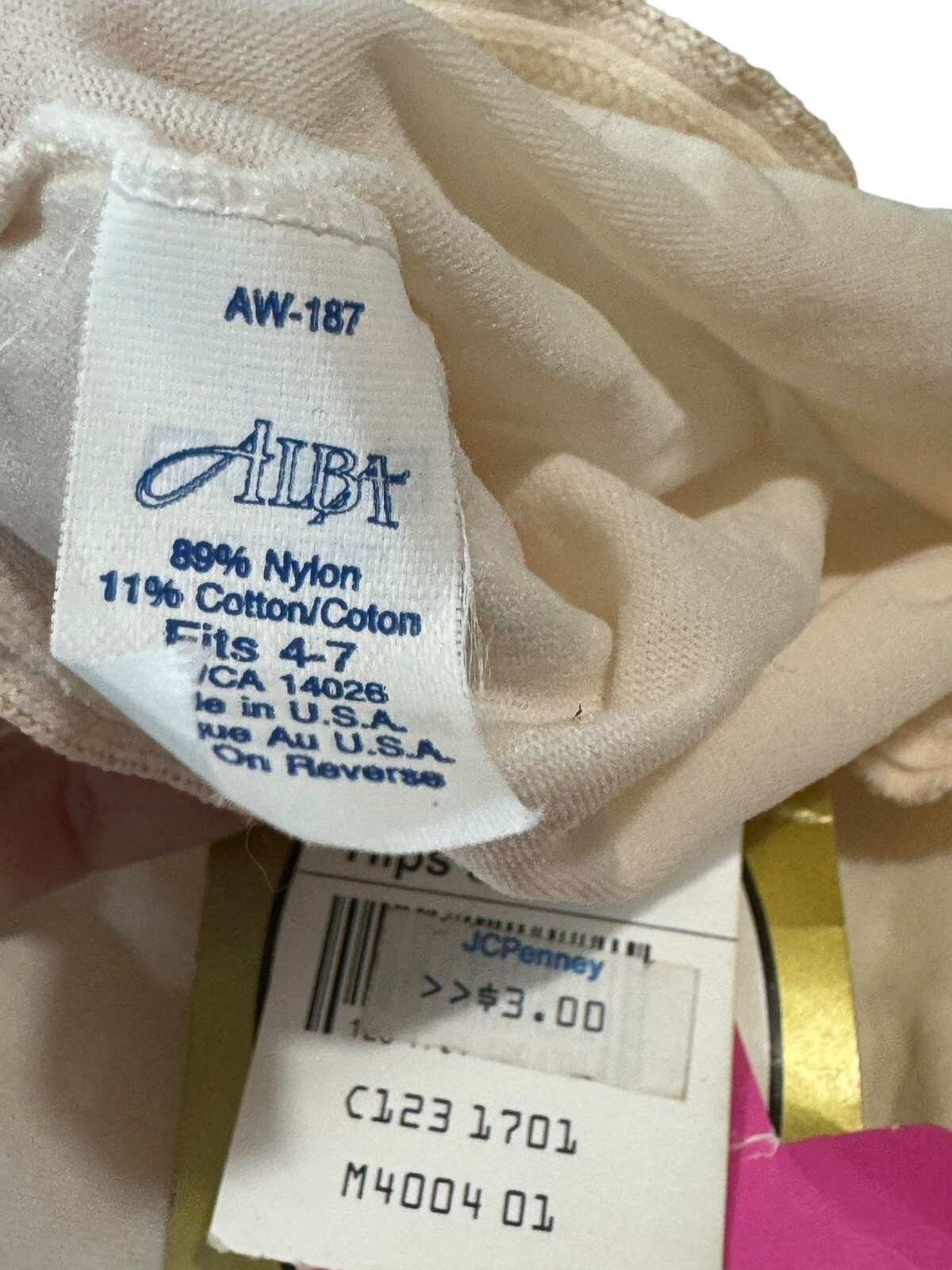 NOS Alba Nylon Stretch Brief 4-7 Underwear Briefs Panty Beige 40 32-38” CD