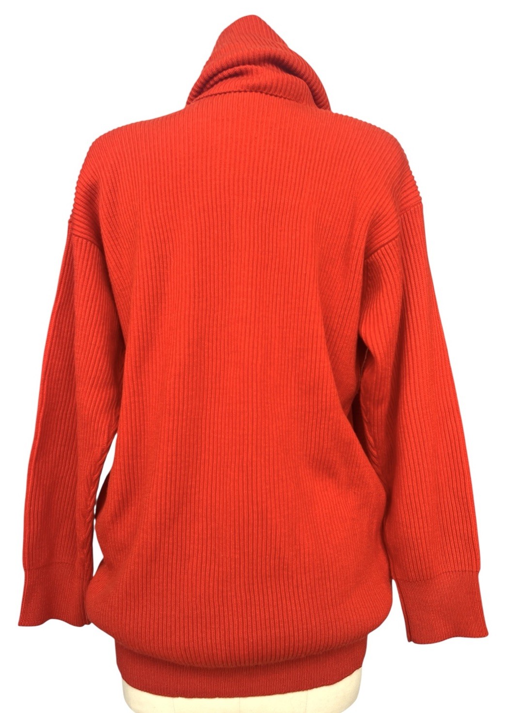 Vintage Adrienne Vittadini Red WoolSweater Scarf Wrap V Nk Minimalist 80s 90s S