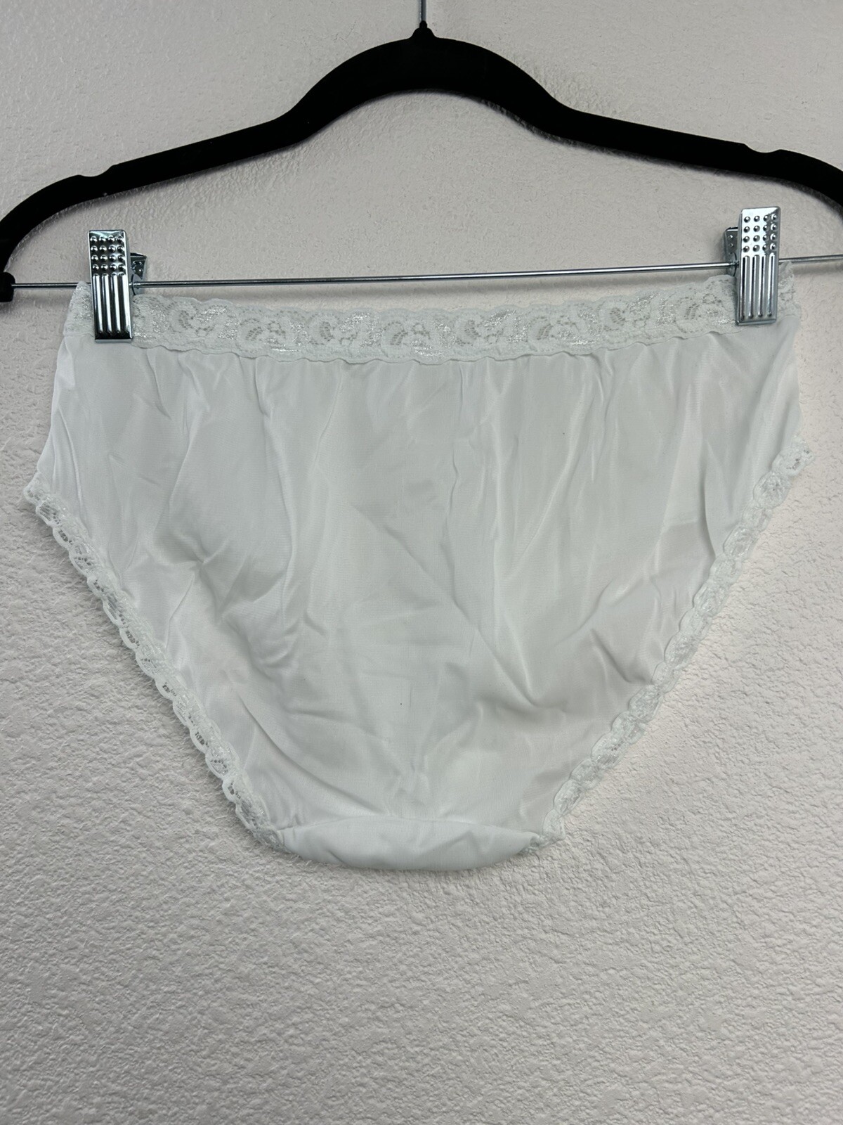 Vintage Dixie Belle 100% Nylon Lace Trim Bikini Panty Panties Briefs White Sz 5