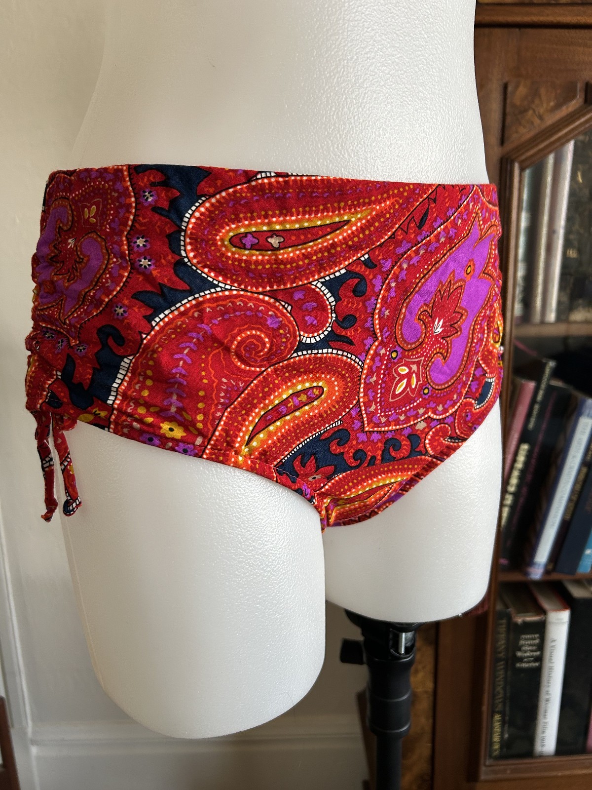 Vintage 1960s 70s Red Psychedelic Paisley Bikini Swimsuit 2pc Bathing Suit SM