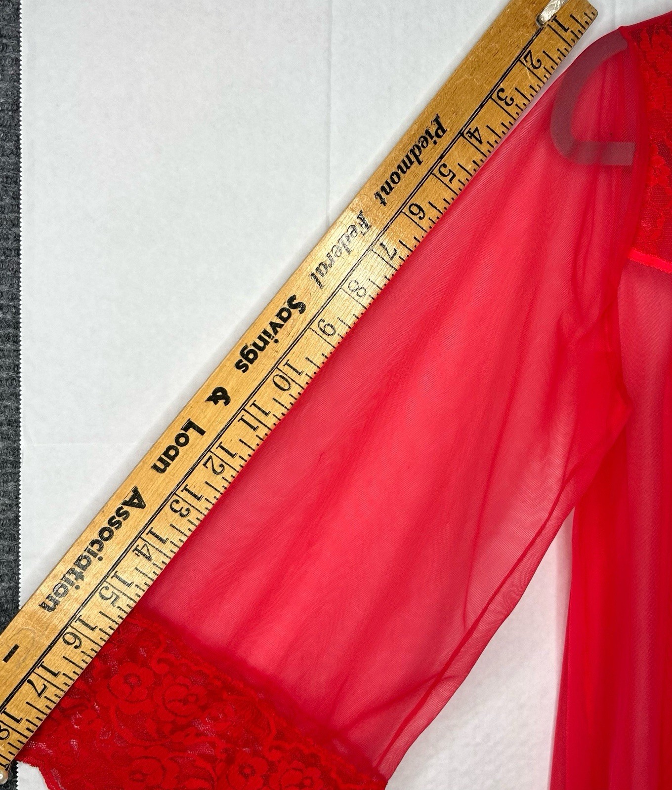 VTG Peignoir Set Pinehurst Red Sheer Long Nightgown with Sheer Robe Size Small