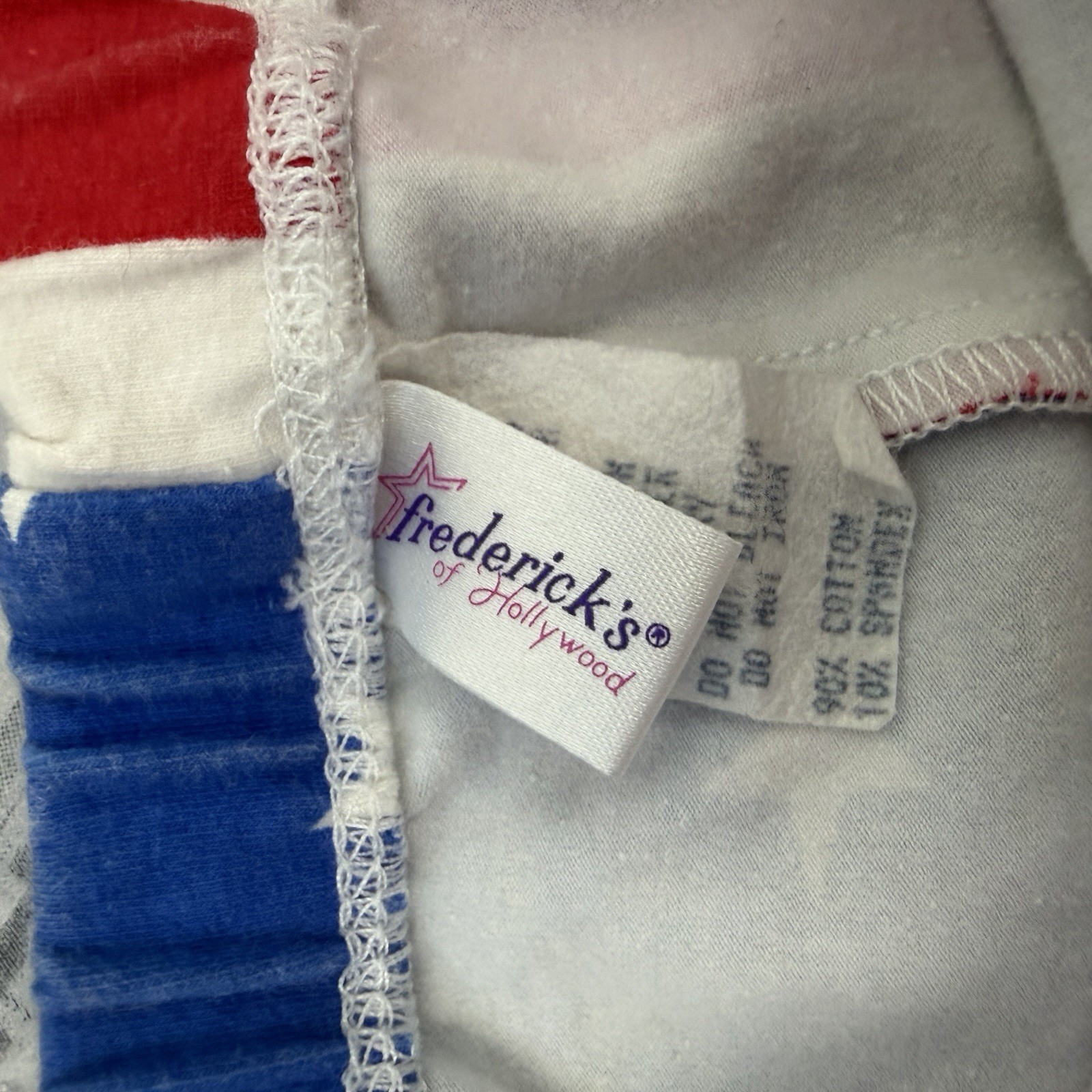 Vintage 90s Fredrick&rsquo;s Of Hollywood USA Flag hot pants booty shorts sz S Stretch