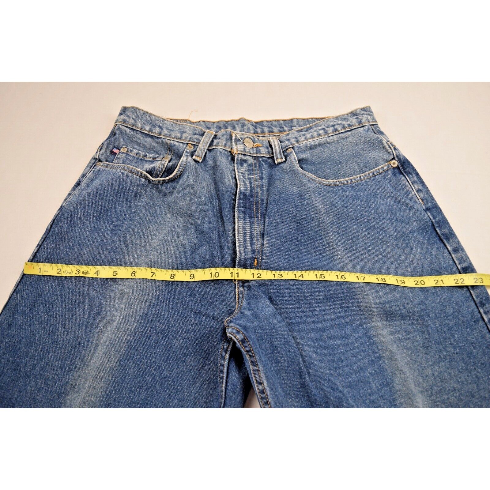 VTG Polo Jeans 33 x 3290s Ralph Lauren Blue Banner Jean Relax Fit Strait Leg
