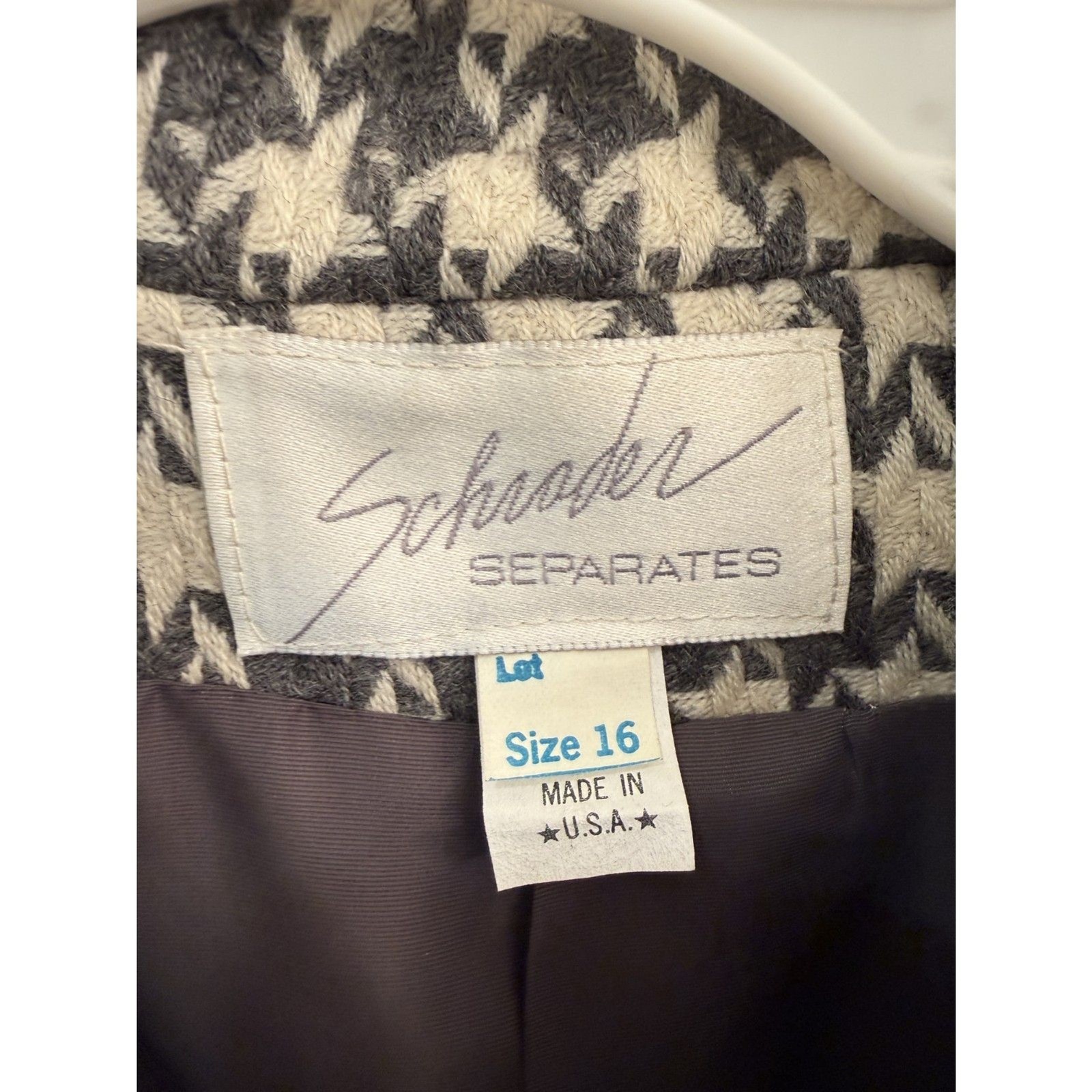 Schrader Separates Houndstooth Blazer Jacket Size 16 (Small Tear Back)