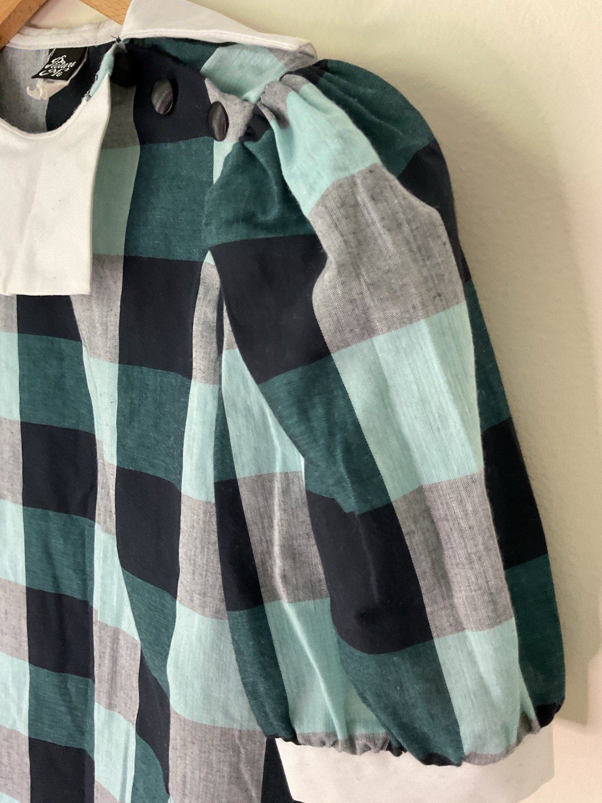 Vintage 80s Picture Me Collar School Girl Kawaii Prairie Renaissance Plaid Shirt