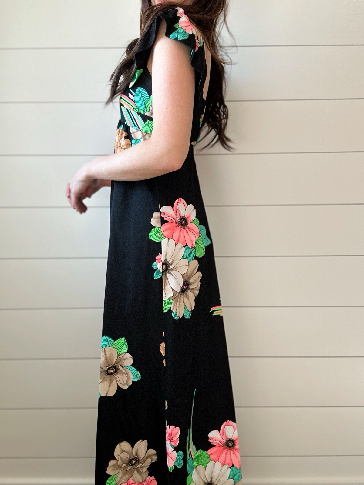 Vintage Hawaiian Dress 1970s Handmade Maxi Boho Hippie Florals XS 0/2