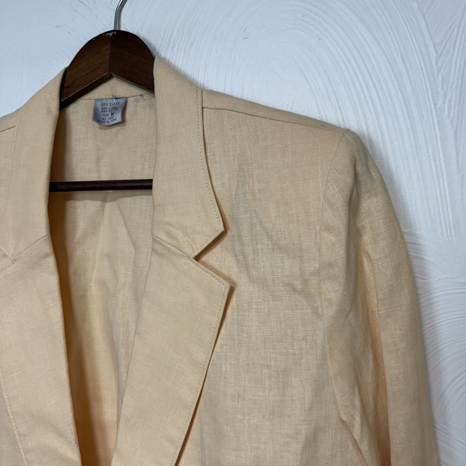 Vintage NWT Worthington Womens 80s Peach Linen Cotton Blend Blazer Jacket Medium