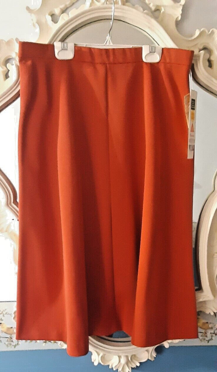 Donnkenny 1970s Orange NWT polyester Skirt AUTHENTIC VINTAGE 17/18 L A-Line Prop