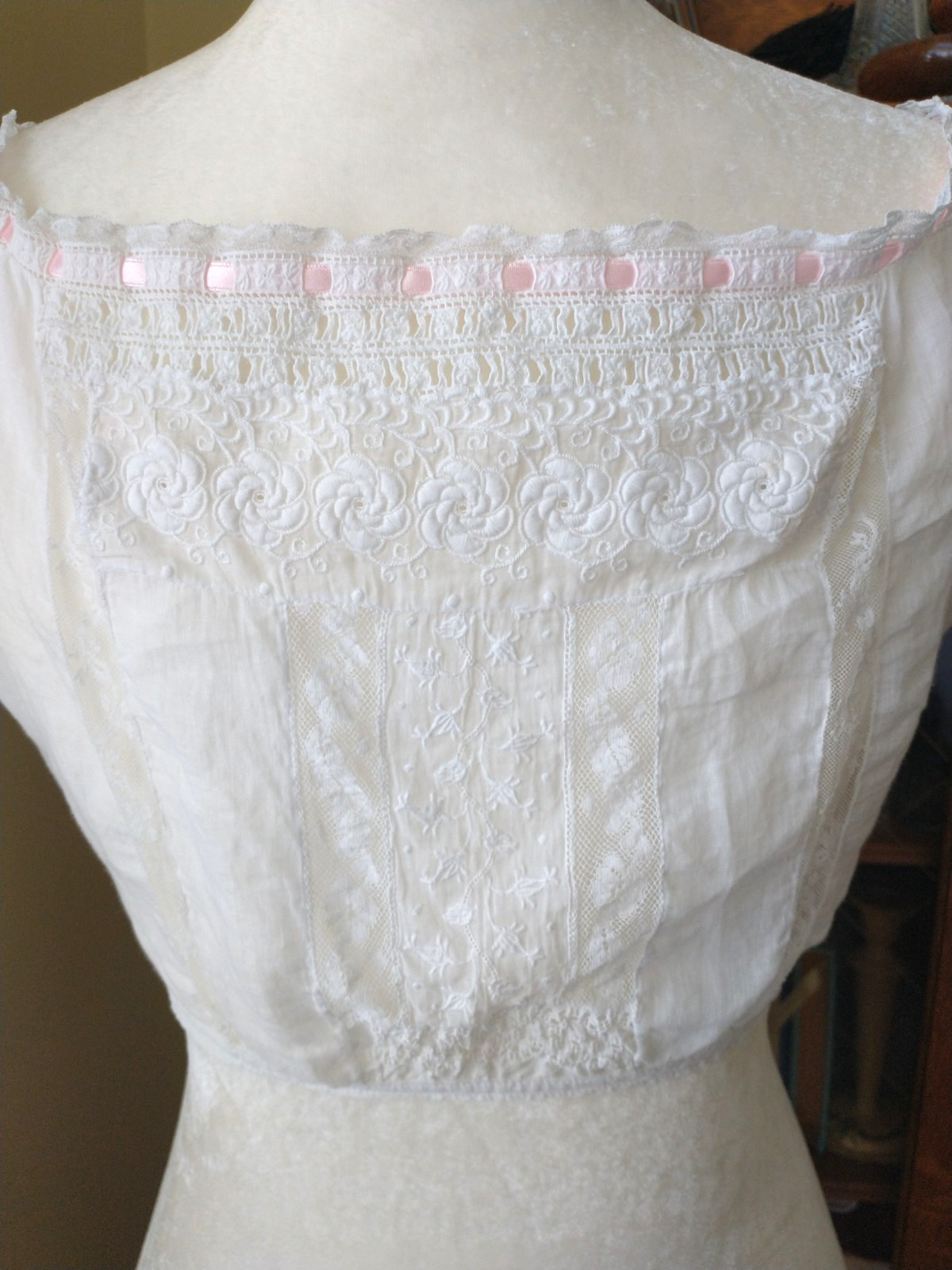 Antique Edwardian Victorian Camisole Corset Cover Camisole Lace-Lace-Lace