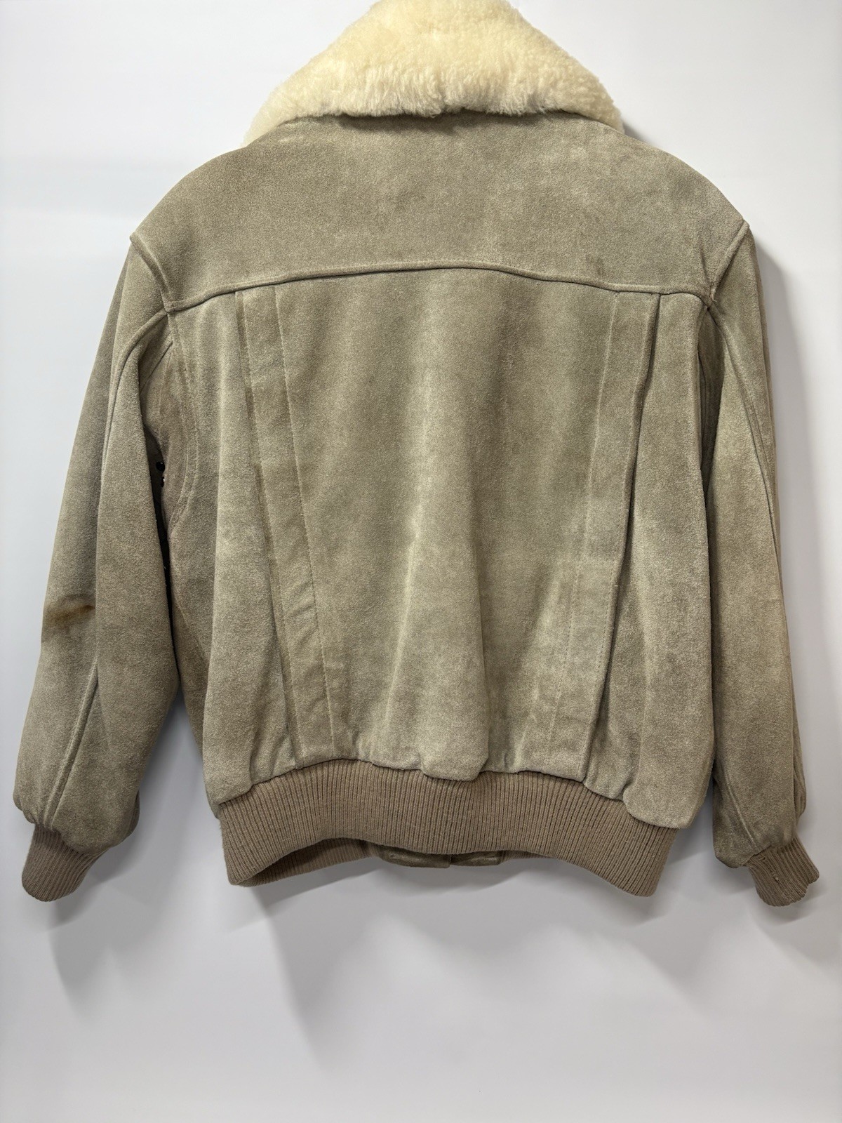 1970s Whipp Suede Bomber Jacket Shearling Fur Women’s Small Vintage Western