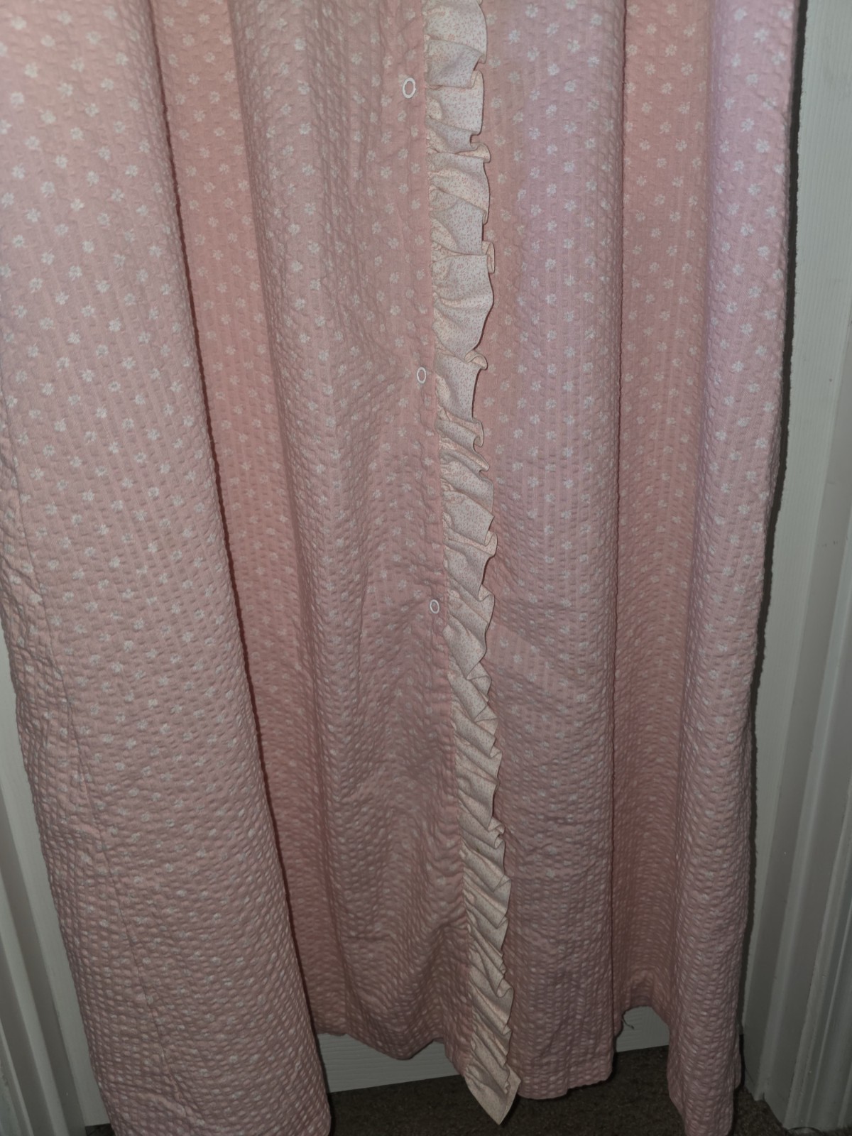 Vintage Miss Elaine Ruffle Pink Floral Nightgown (Medium)