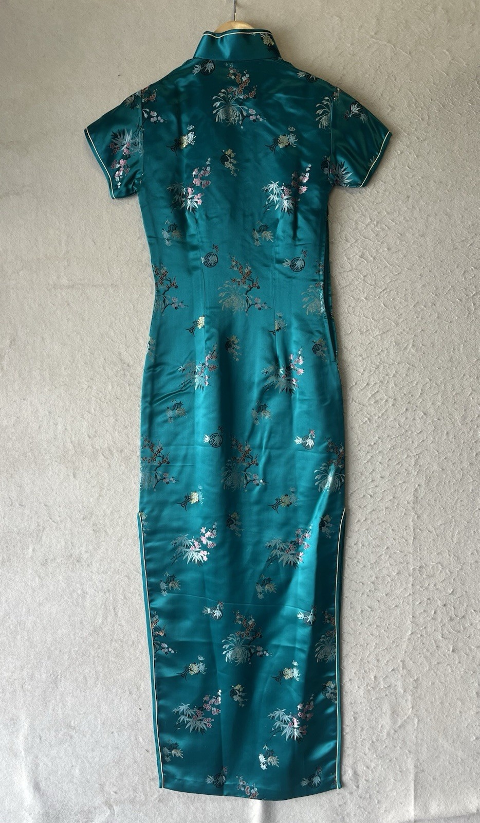 Solz Squirrel Qipao Cheongsam Green Rayon Vintage Dress Size 32