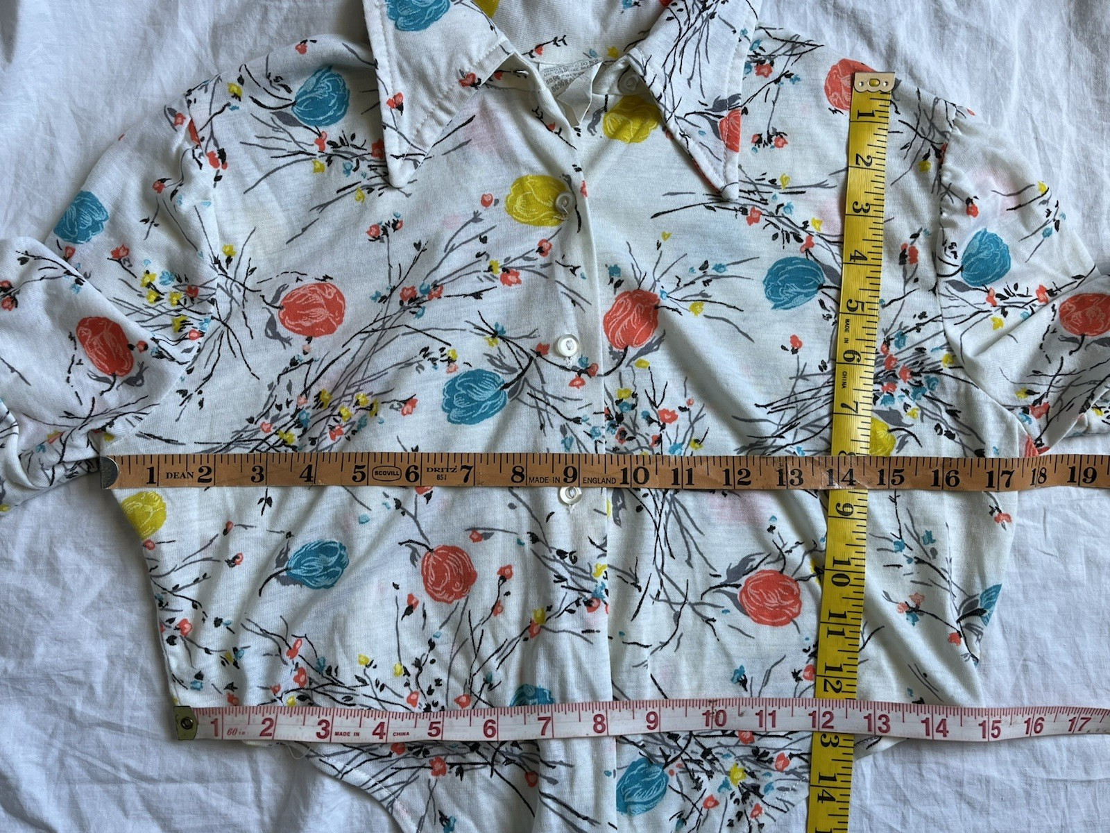Vintage 70s Floral Crop Tie Blouse Summer Prairie Blooms Hippie Boho Cottage S/M