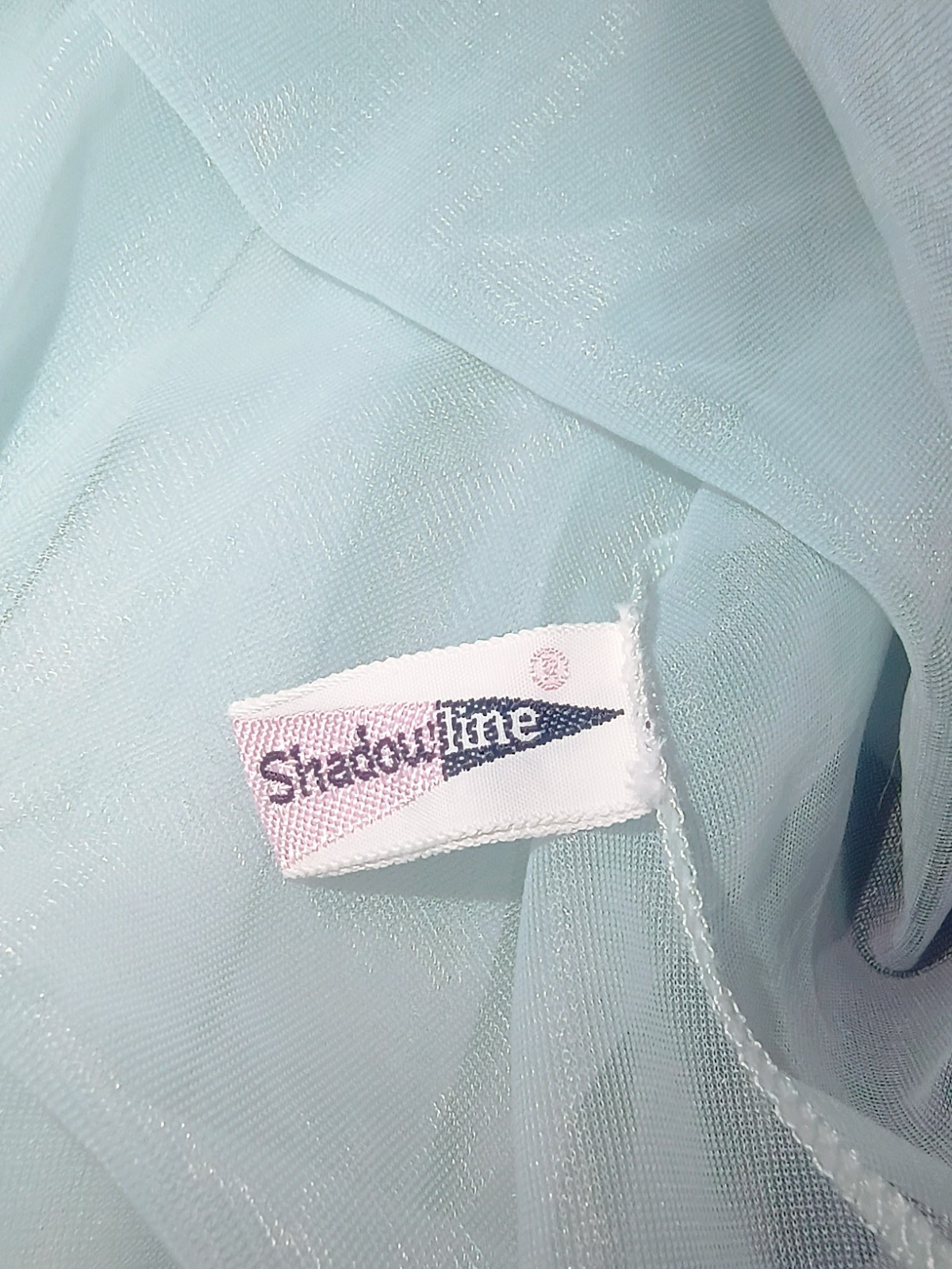 Shadowline Petite Light Blue Nylon Lace Vintage Robe & Nightgown Peignoir Set