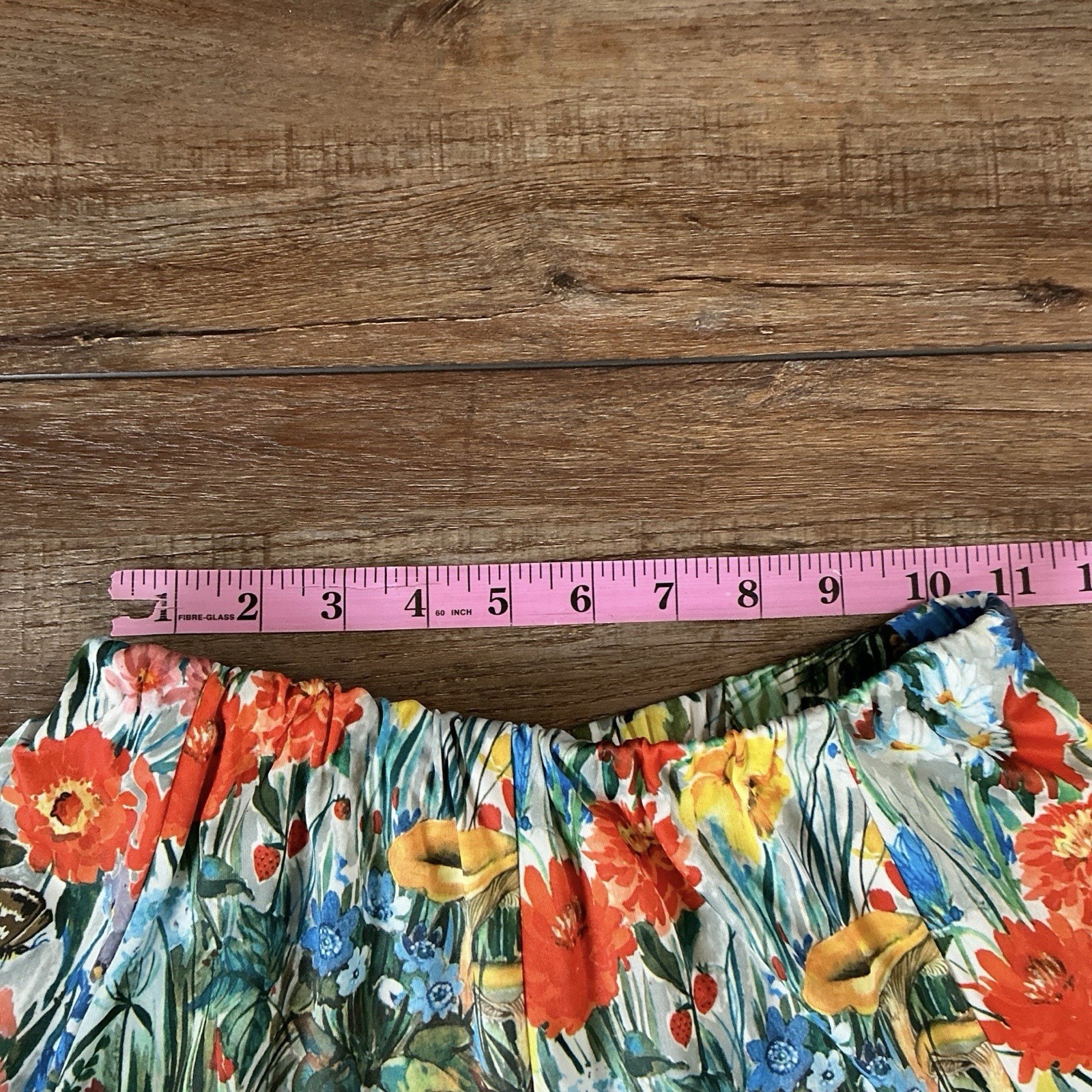 70s VTG Floral 2pc Set Blouse Skirt Size 14 Mushroom Butterfly Cottagecore #1D6
