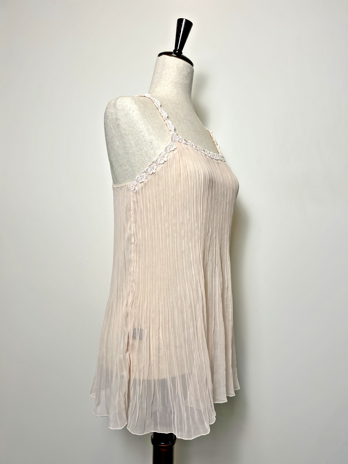 Vintage Embry Light Peach Pleated Sheer Babydoll Nightgown Women&rsquo;s S