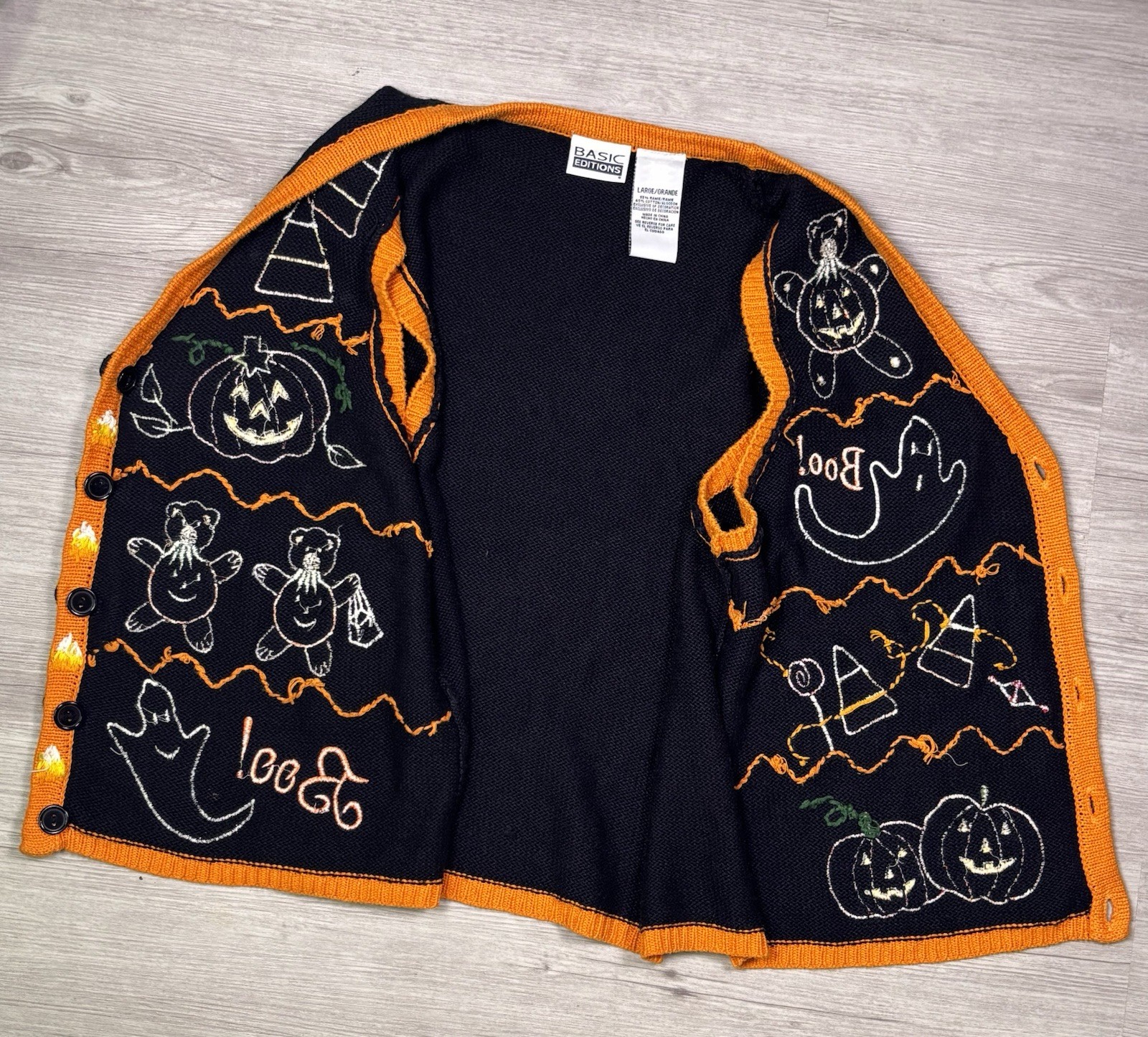1990 Halloween Sweater Vest Basic Editions Size Large Whimsical Festive Spooky