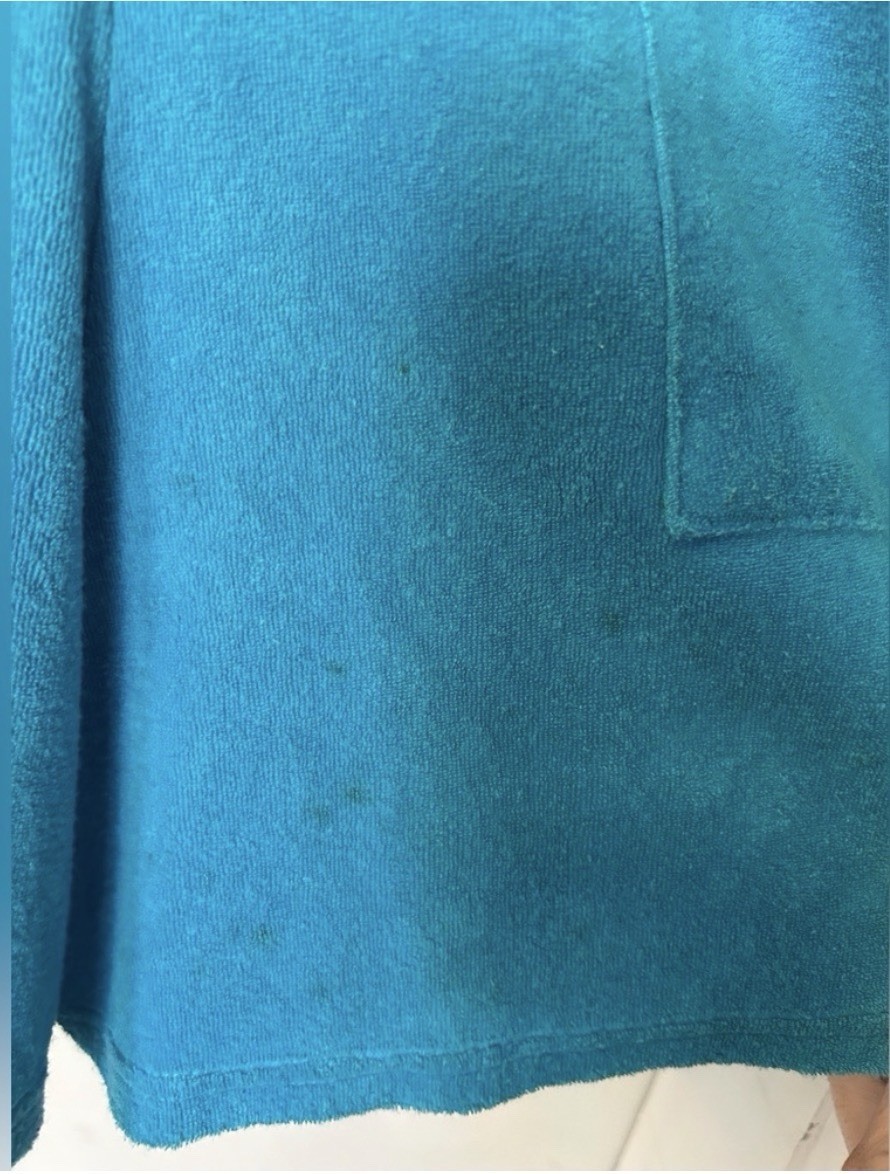 Vintage, Metropolitan Teal Terry Romper, swim suit cover. Women’s Medium. Zip.