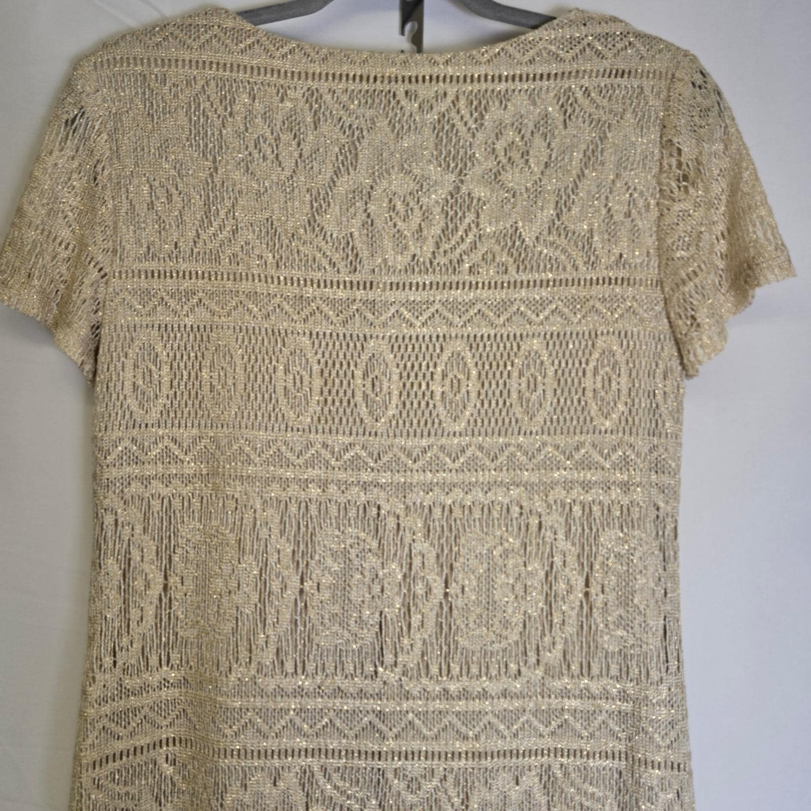 Giorgio Sant&rsquo; Angelo Lace Shift Maxi Dress, Cream/Gold Shimmer, Size 5/6, Vtg