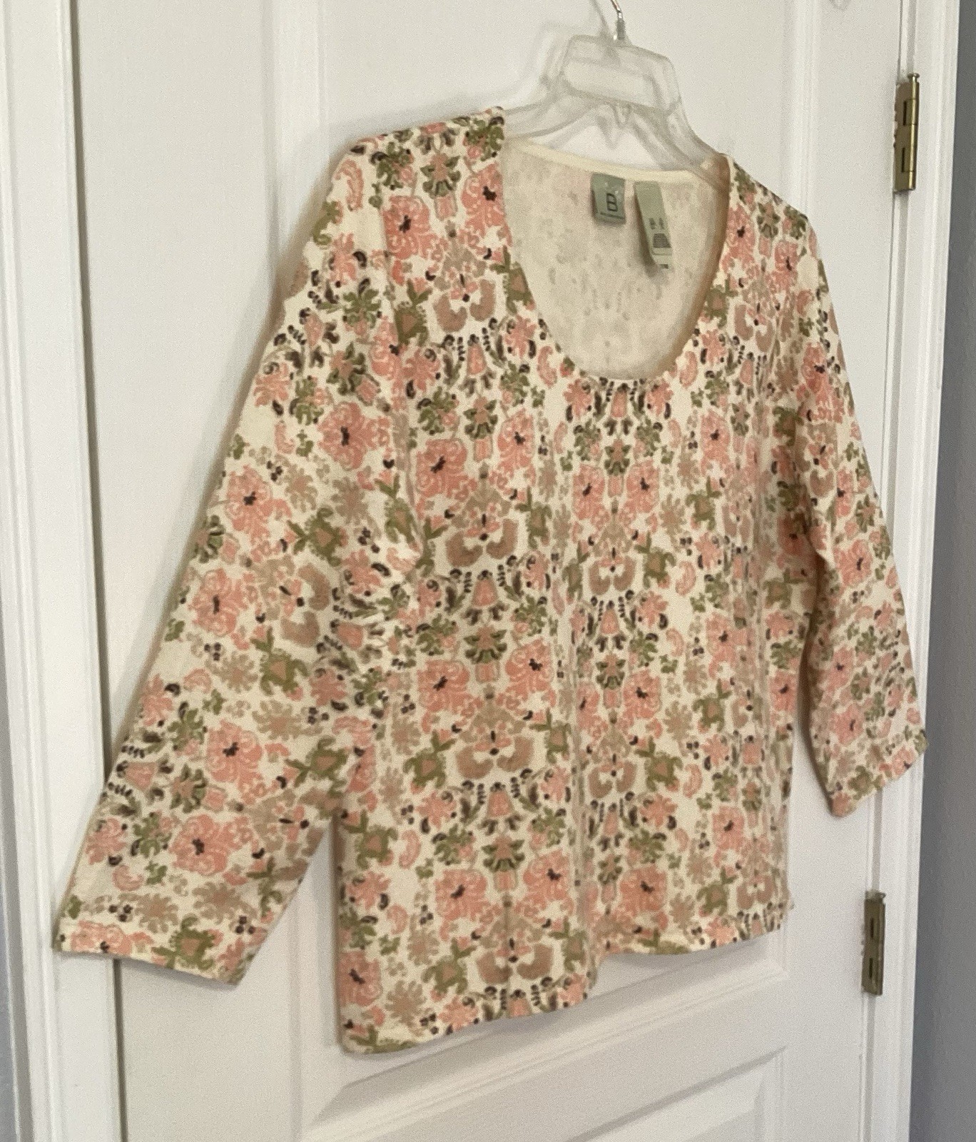 VTG Y2K Belongings Top XL Muted Floral Damask Knit 90’s Made In Hong Kong NWOT