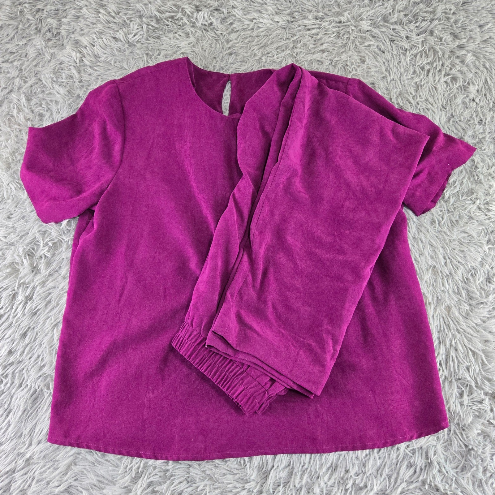 City Girl Womens XL Magenta Microfiber Faux Suede 2pc Top and Pants Set
