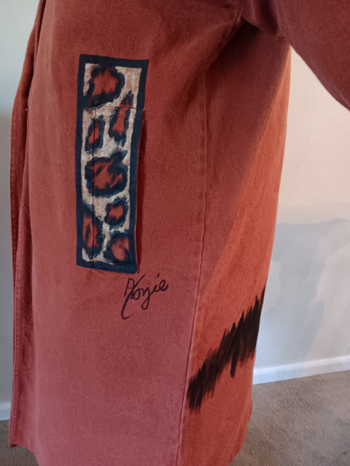 Vintage A YOZIE Hand Painted Long Coat – 100% Cotton Denim – Signed – One Size