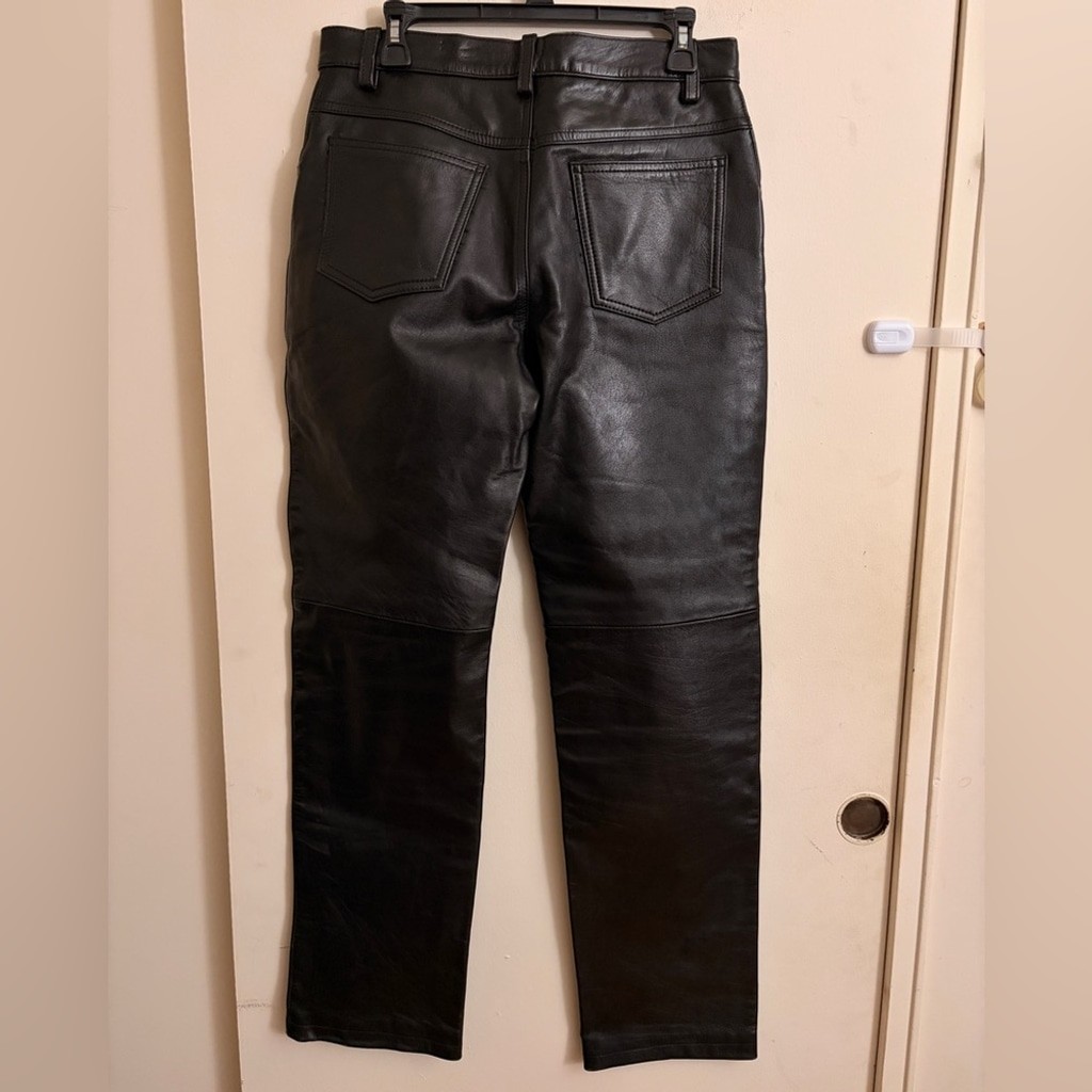 Vintage Ambition 100% Leather Black Straight-Leg Pants Size 32