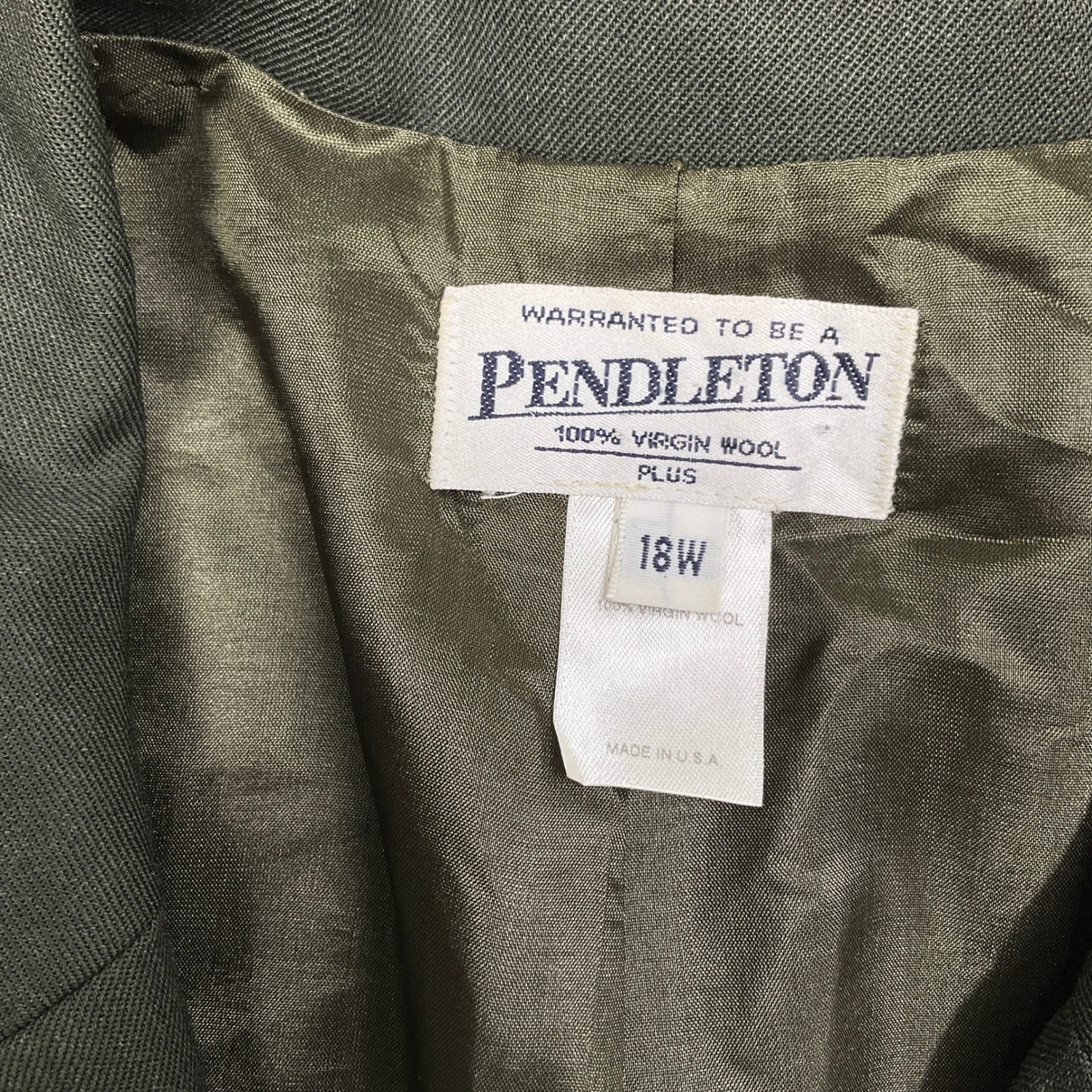 Pendleton Pantsuit Womens 18W Green Corporate Minimalist Preppy Wool USA VTG