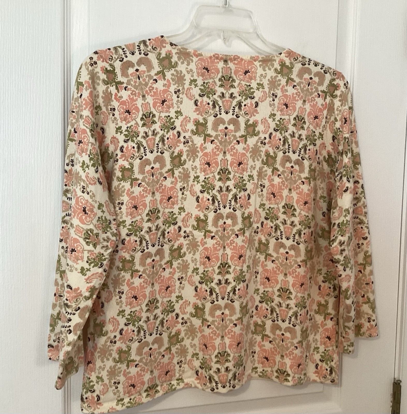 VTG Y2K Belongings Top XL Muted Floral Damask Knit 90’s Made In Hong Kong NWOT