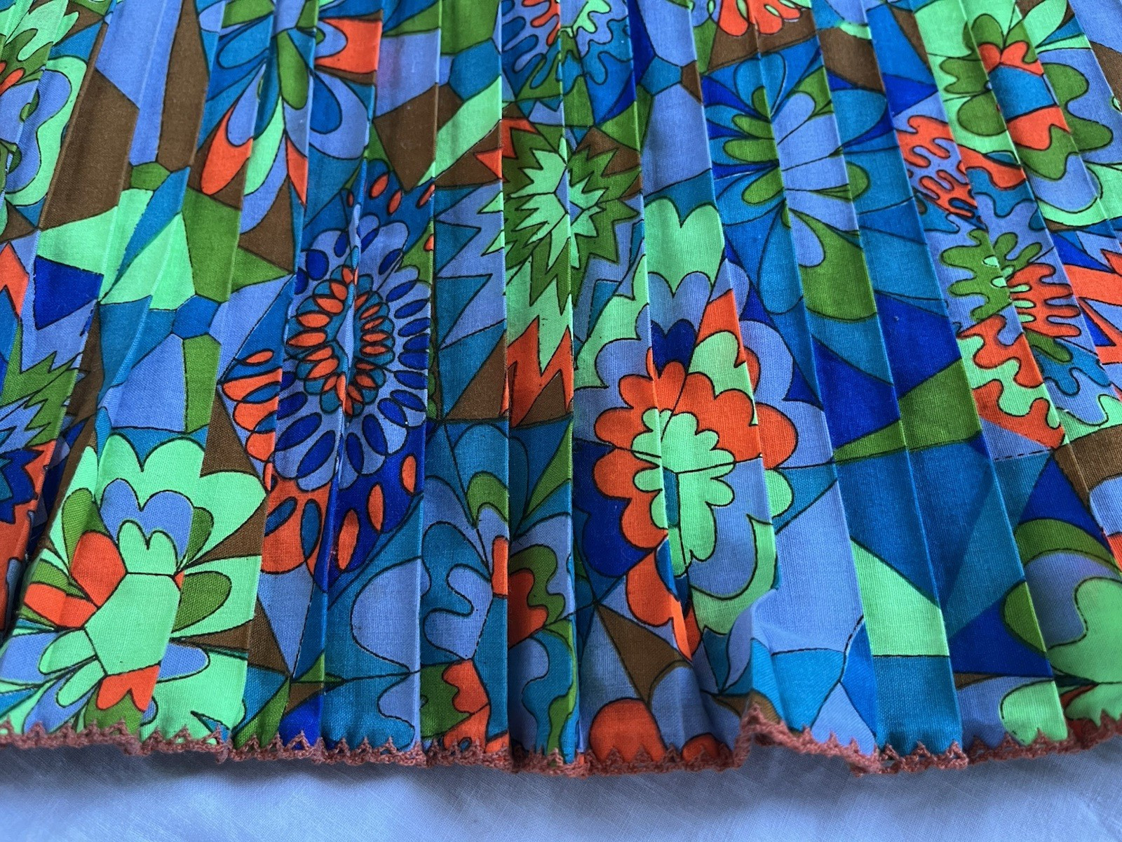 Vintage 60s Mod Go-Go Tank Top Blouse Pleats Retro Floral Summer Beach Resort S