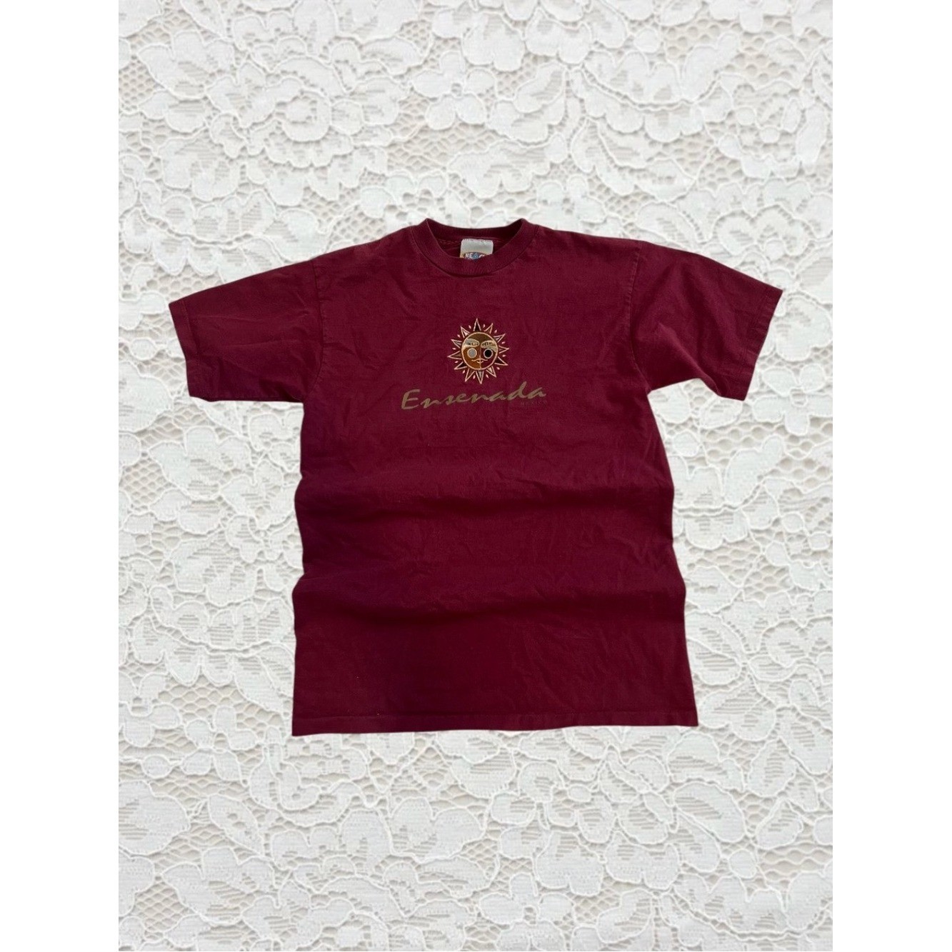 vintage ensenada beach embroidered sun graphic tee